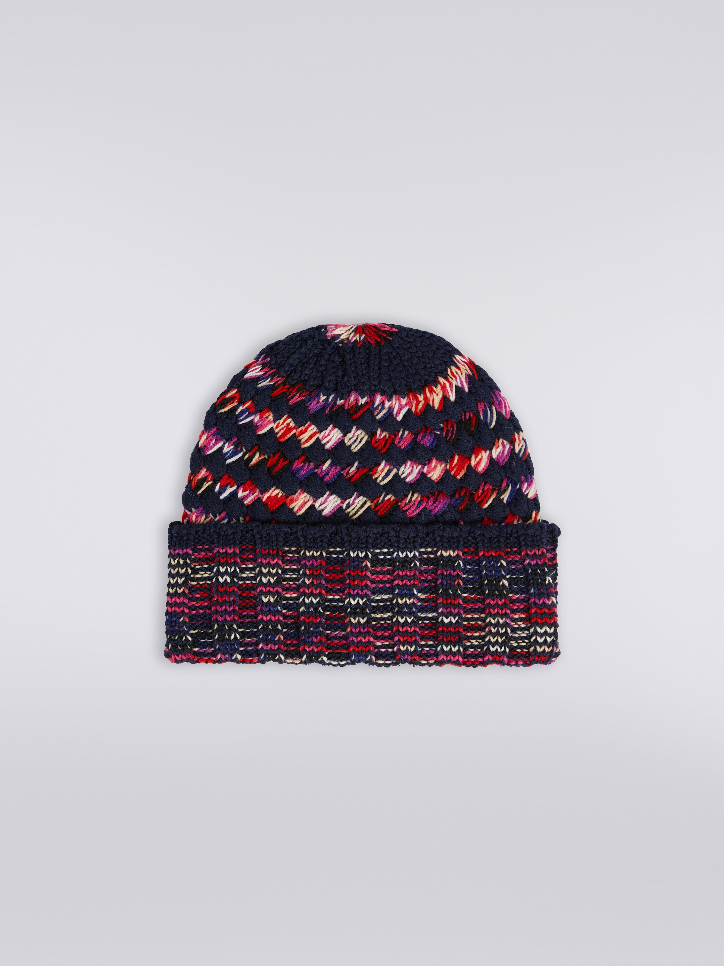 Chapeau en maille de laine à finitions multiples, Multicolore  - 0