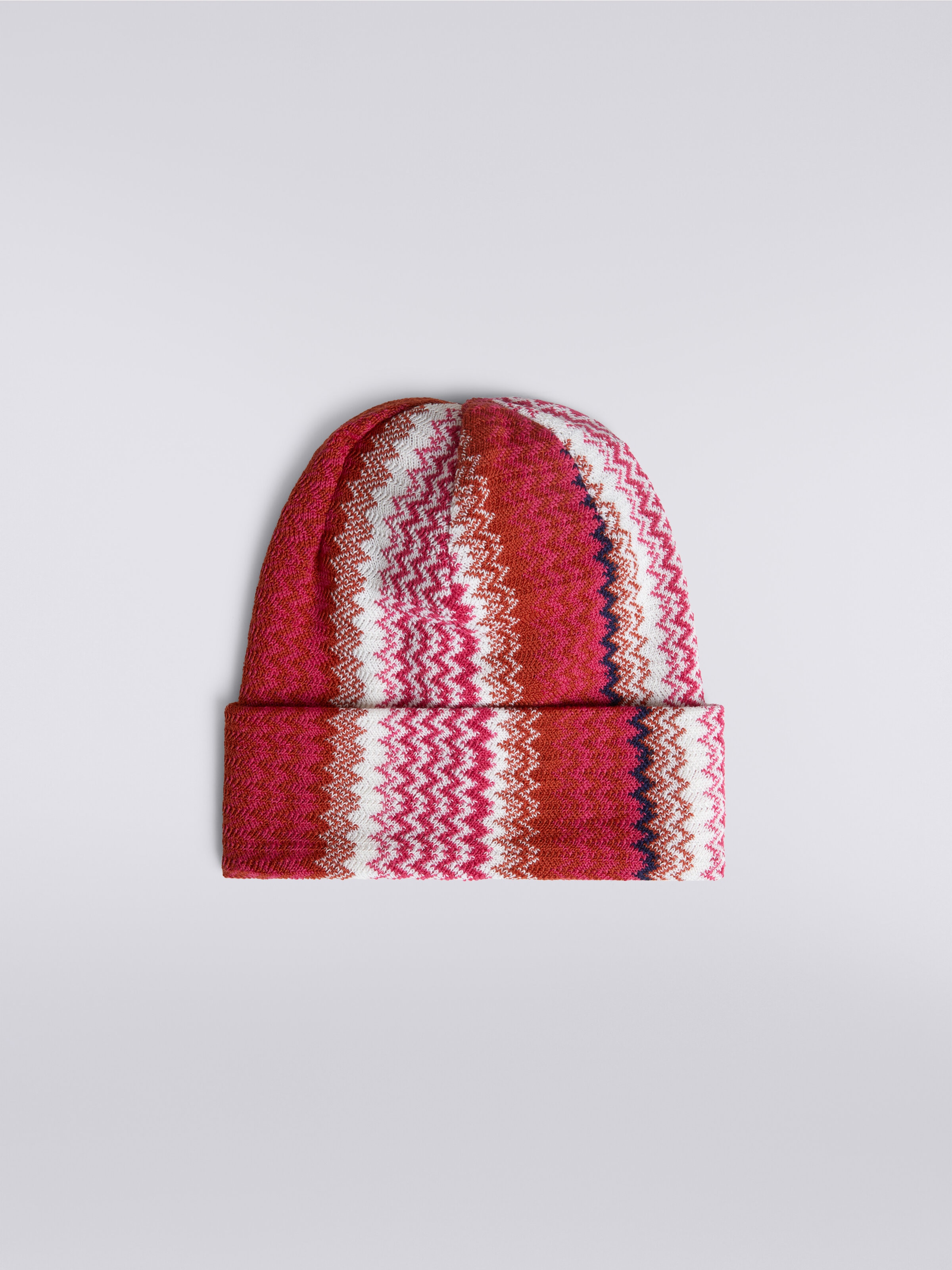 Wool blend hat with zigzag pattern, Multicoloured  - 0