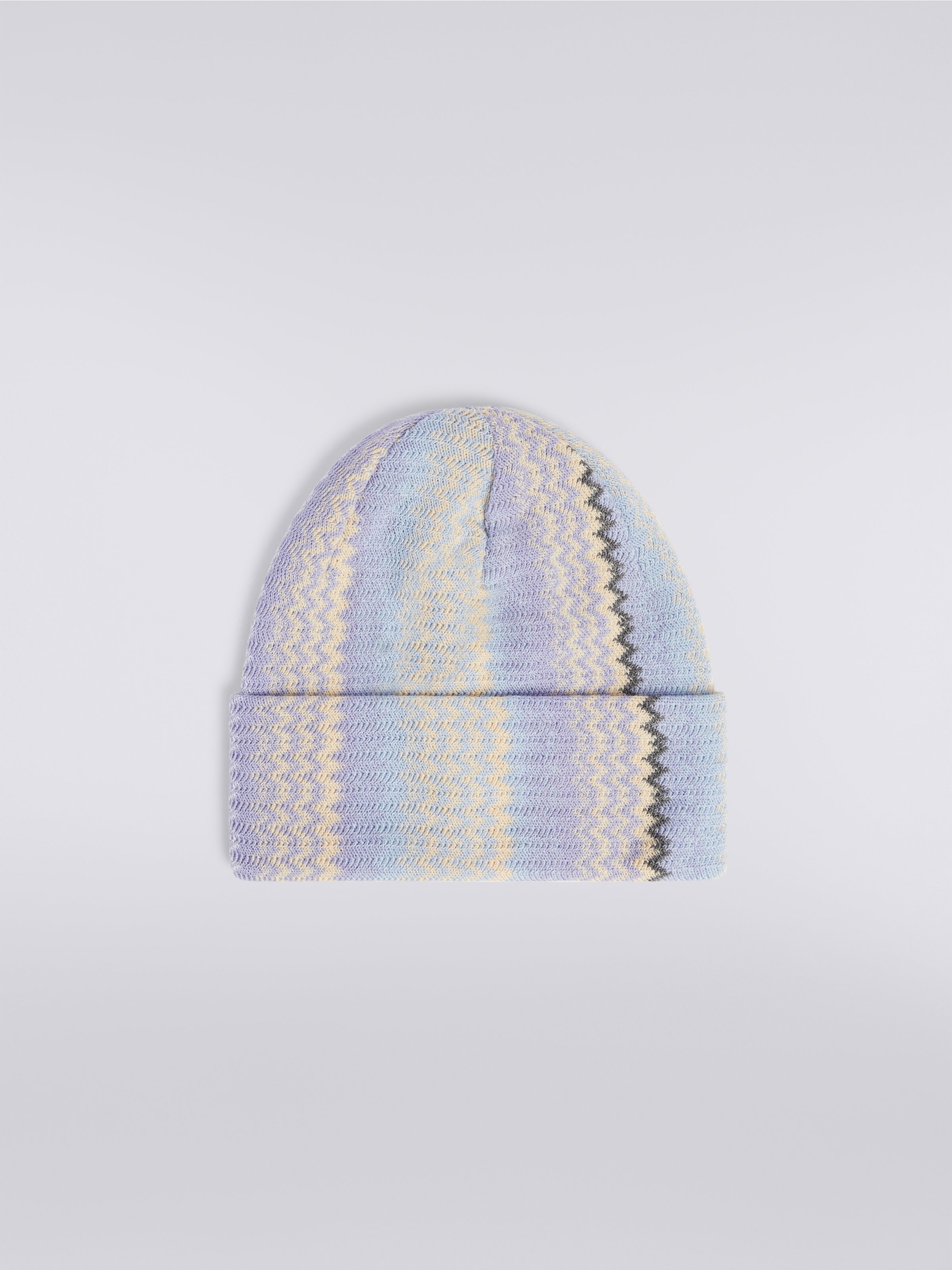 Wool blend hat with zigzag pattern, Multicoloured  - 0
