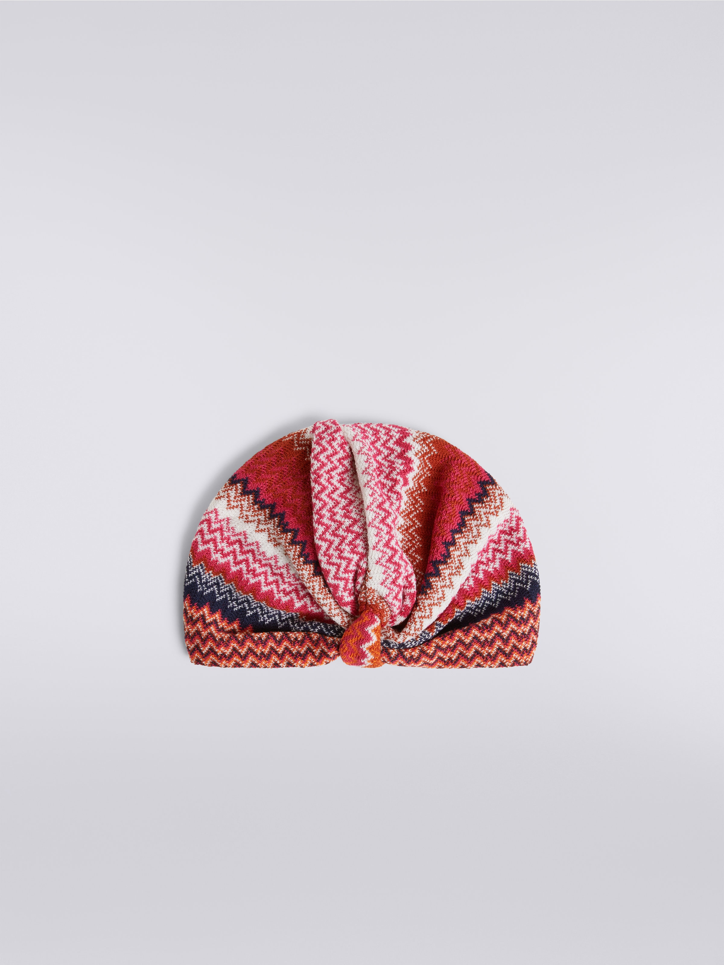 Wool blend turban with zigzag pattern, Multicoloured  - 0