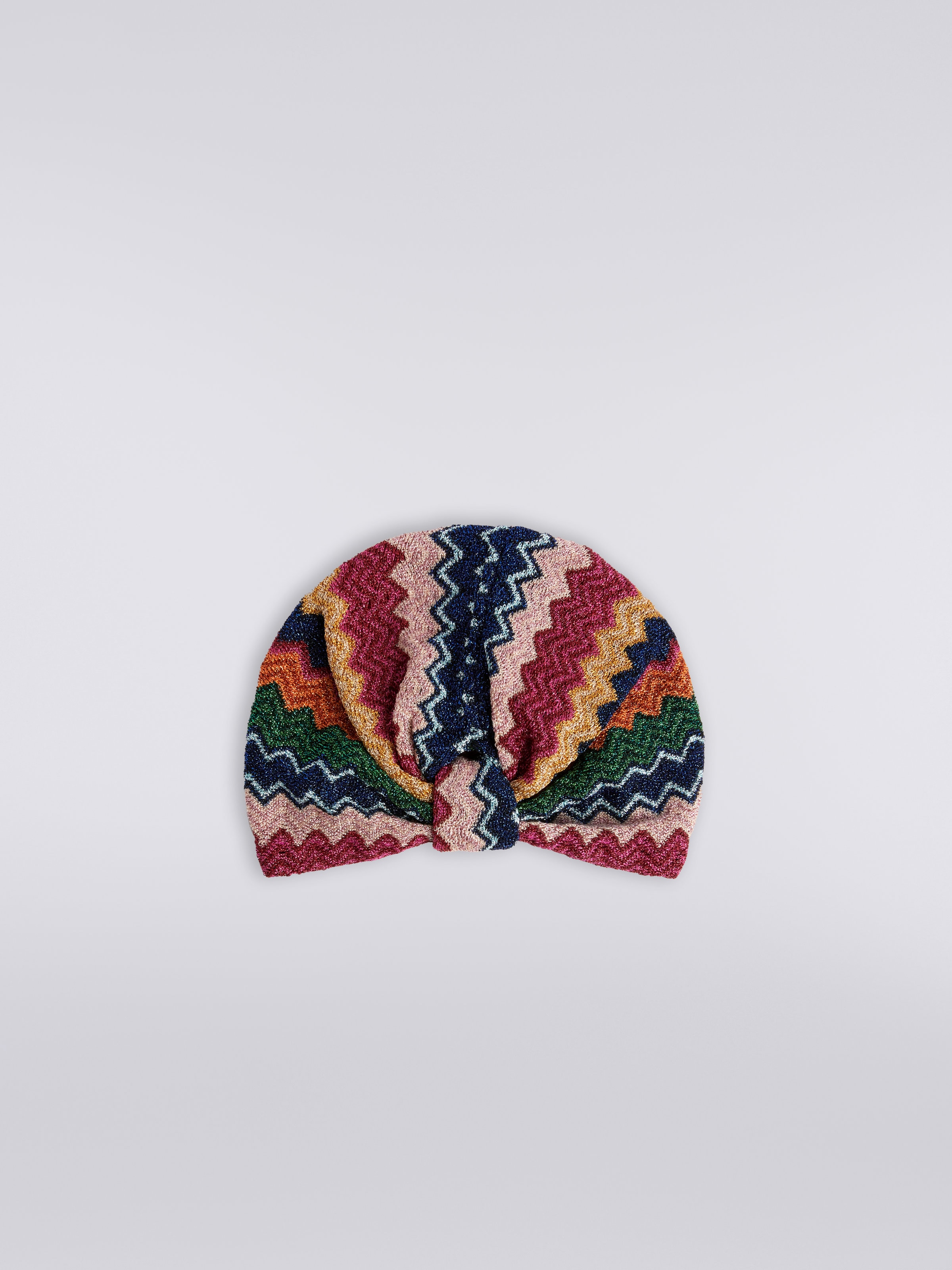 Viscose blend chevron turban with sequins, Multicoloured  - 0