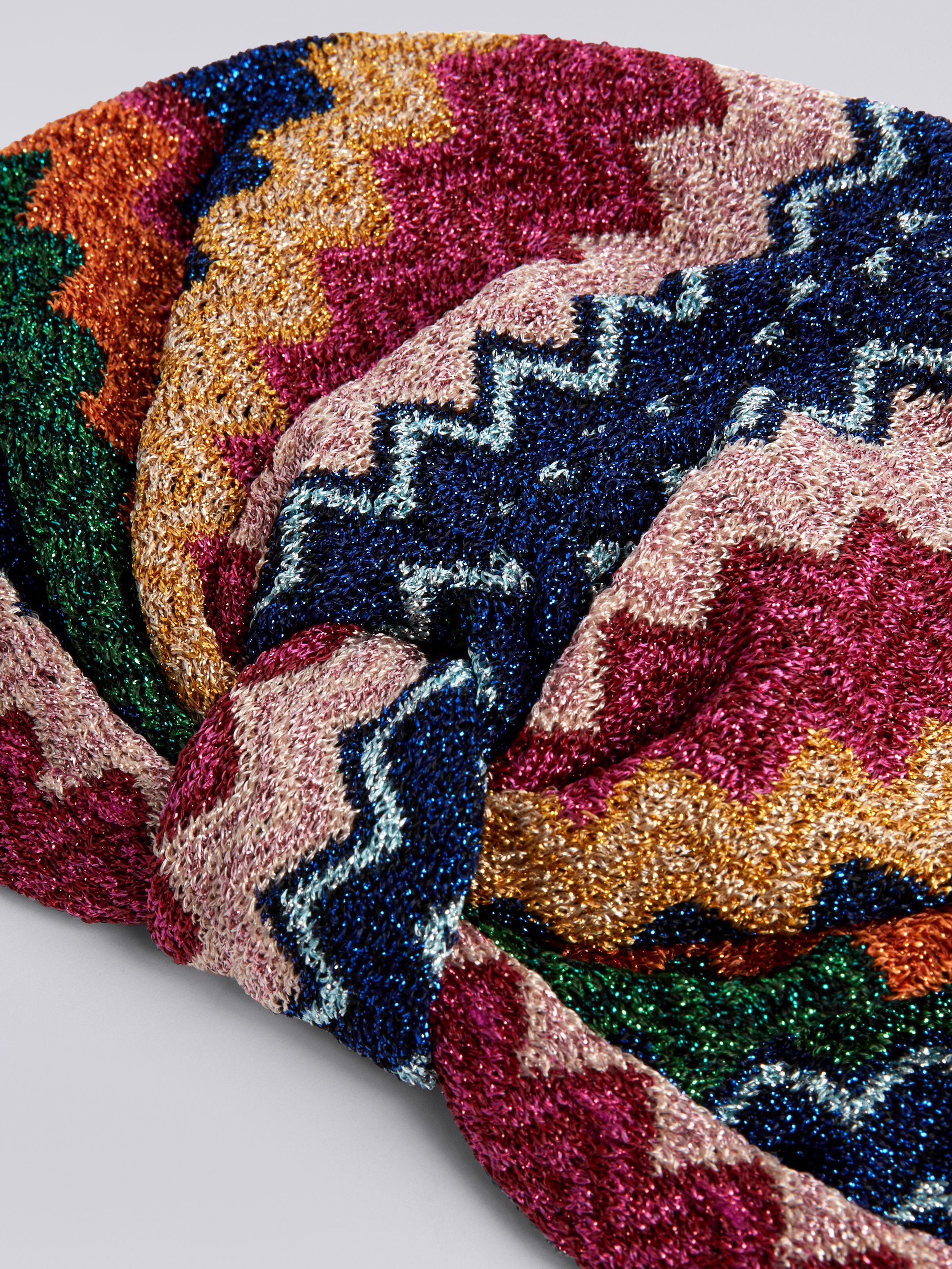 Viscose blend chevron turban with sequins, Multicoloured  - 1