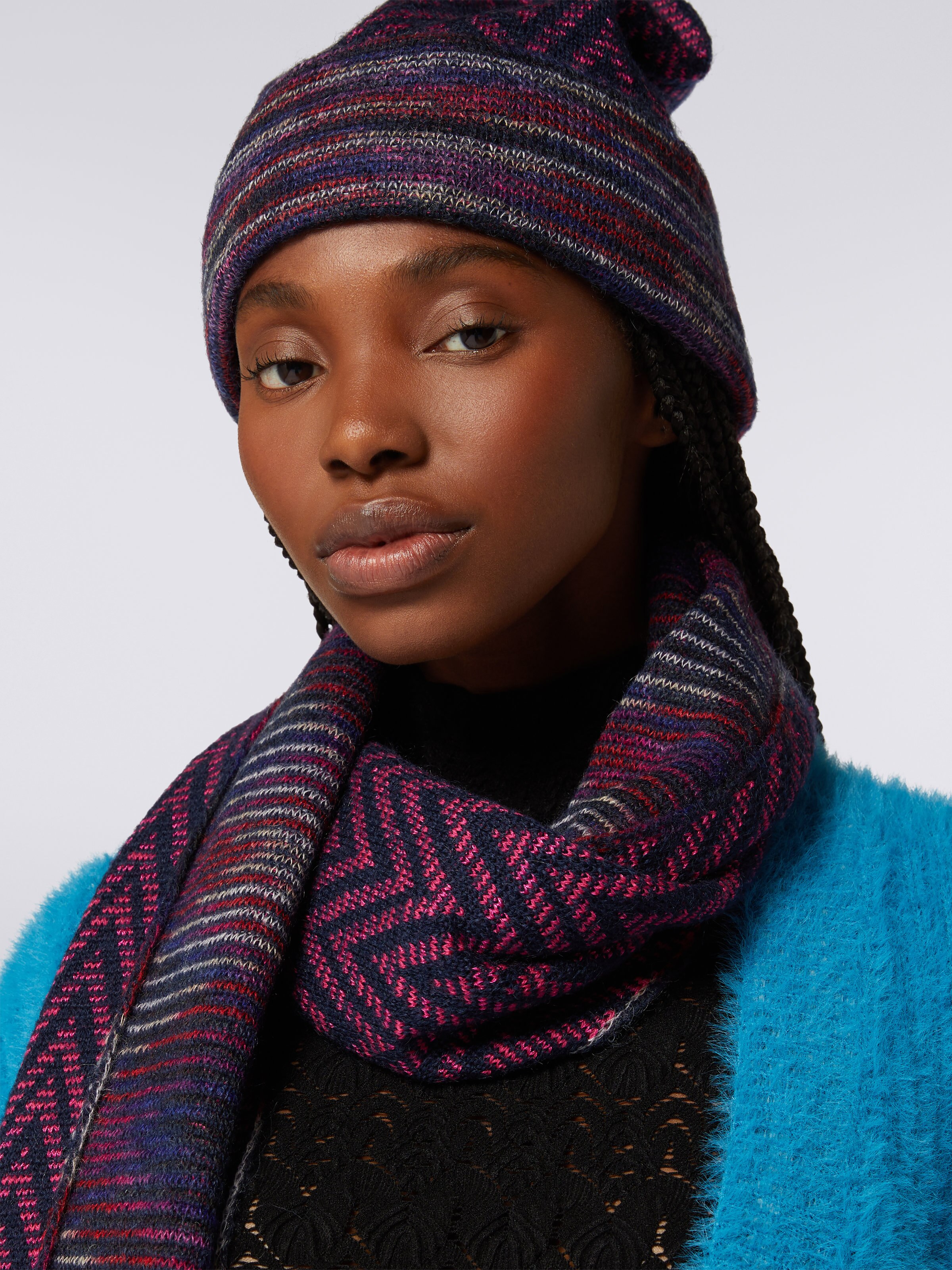 Zigzag wool and alpaca hat, Multicoloured  - 2