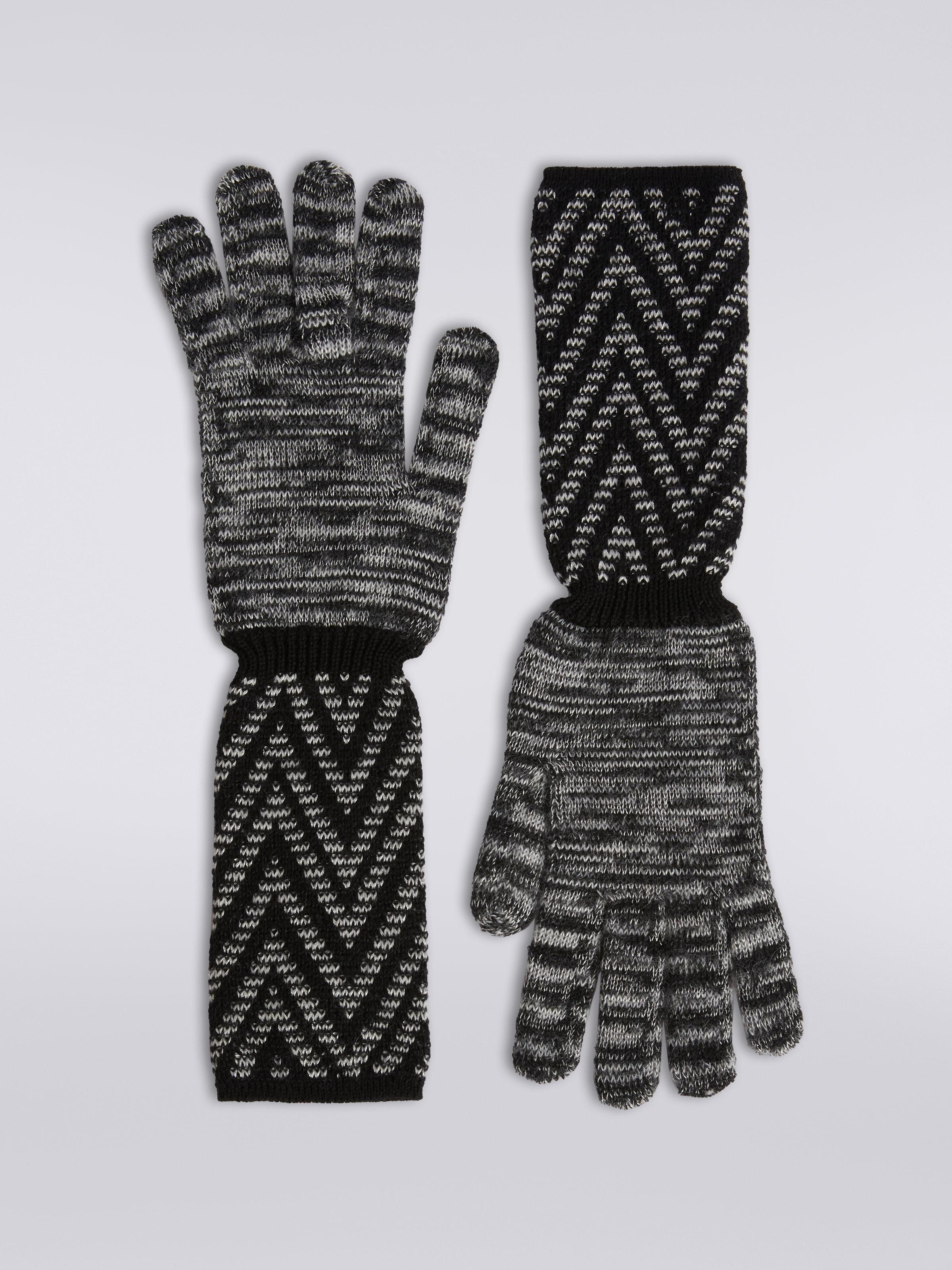 Strickhandschuhe aus Wolle und Mohair mit mehrfacher Verarbeitung, Mehrfarbig  - 0
