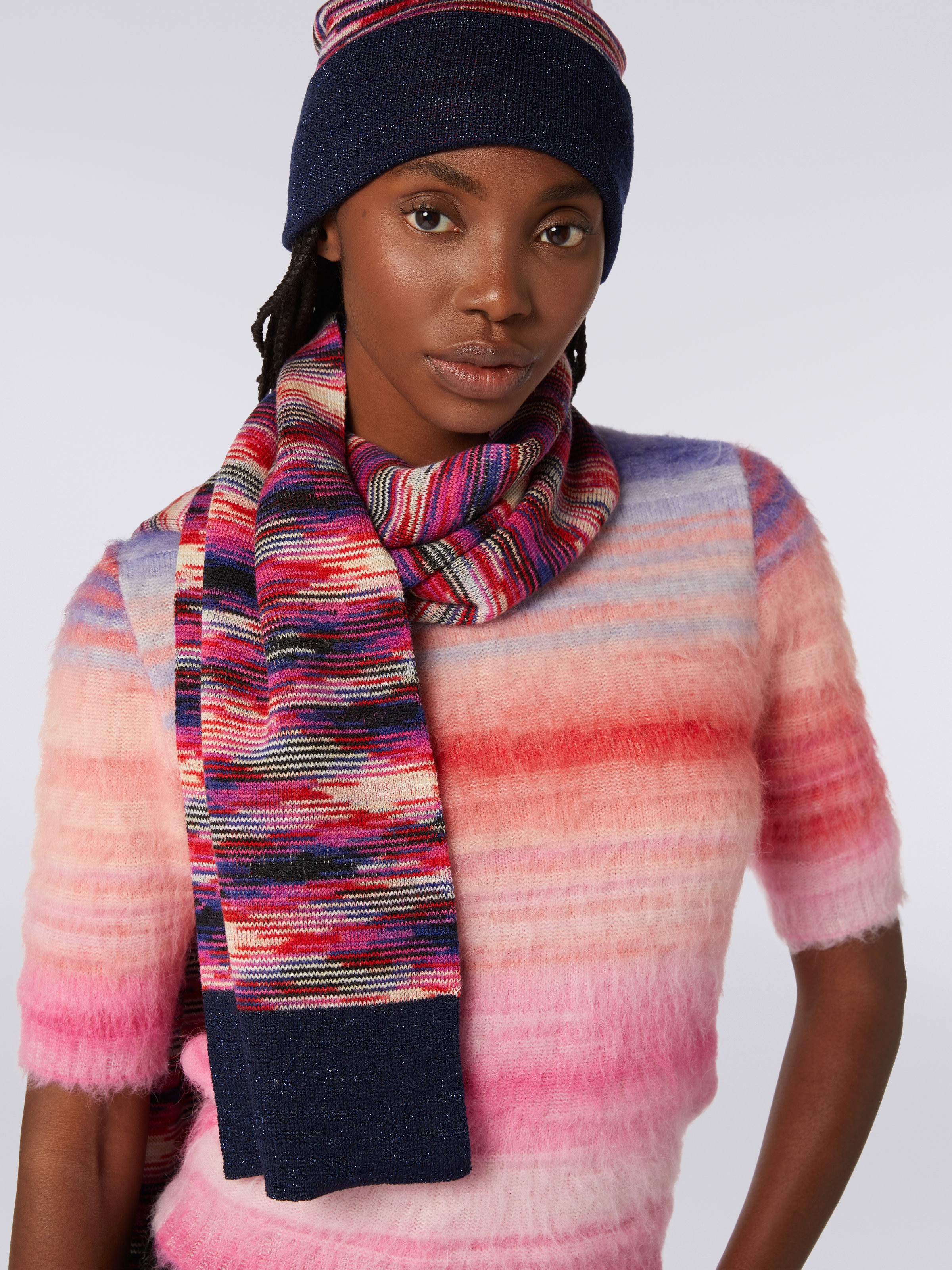 Slub wool and viscose scarf, Multicoloured  - 2