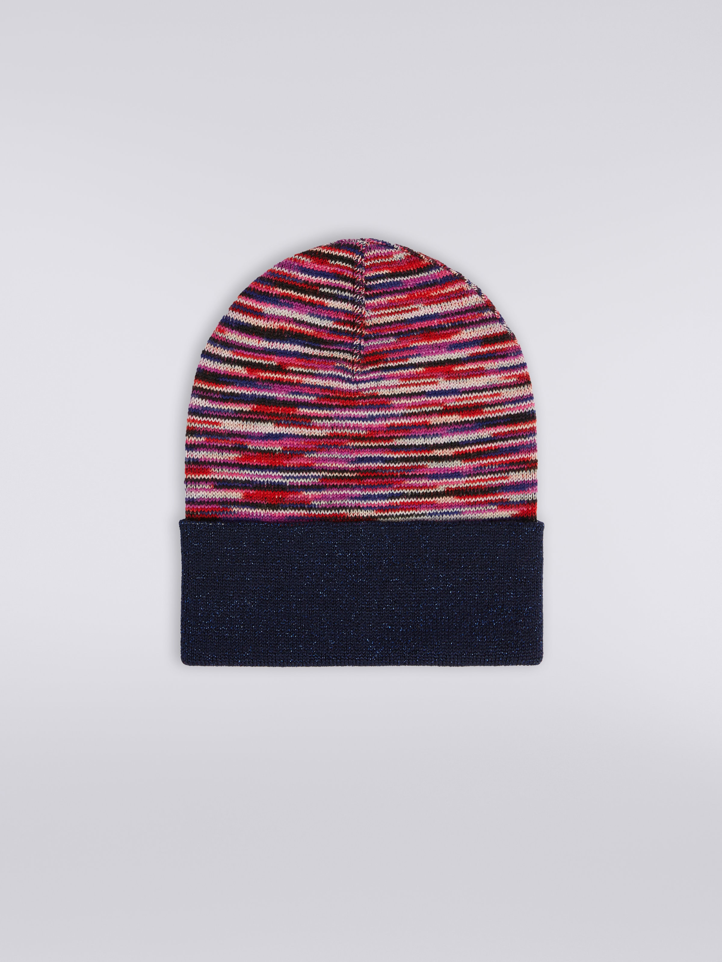 Cappello in lana e viscosa fiammata con lurex, Multicolore  - 0