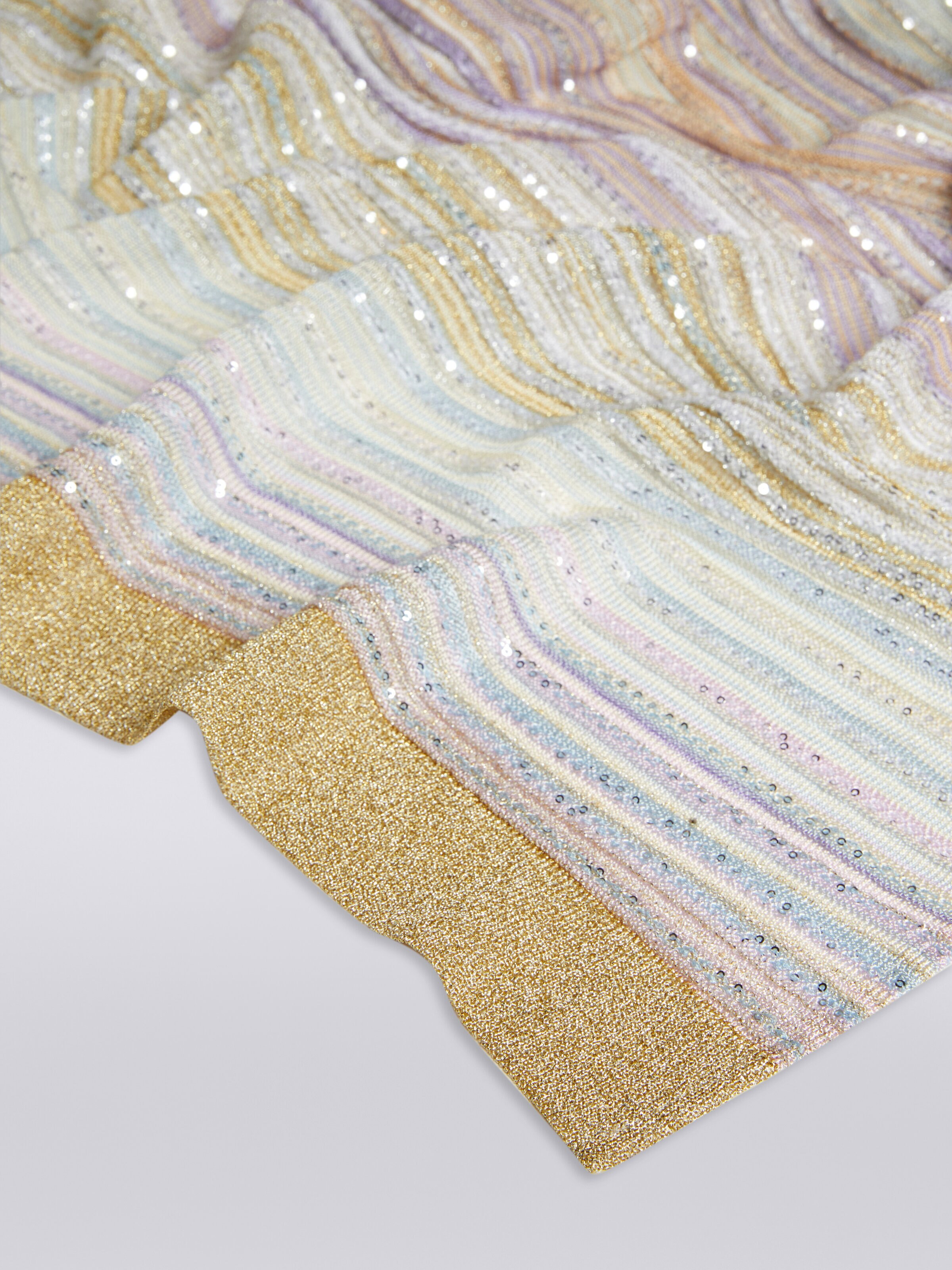 Striped viscose blend stole with sequins, Multicoloured  - 1