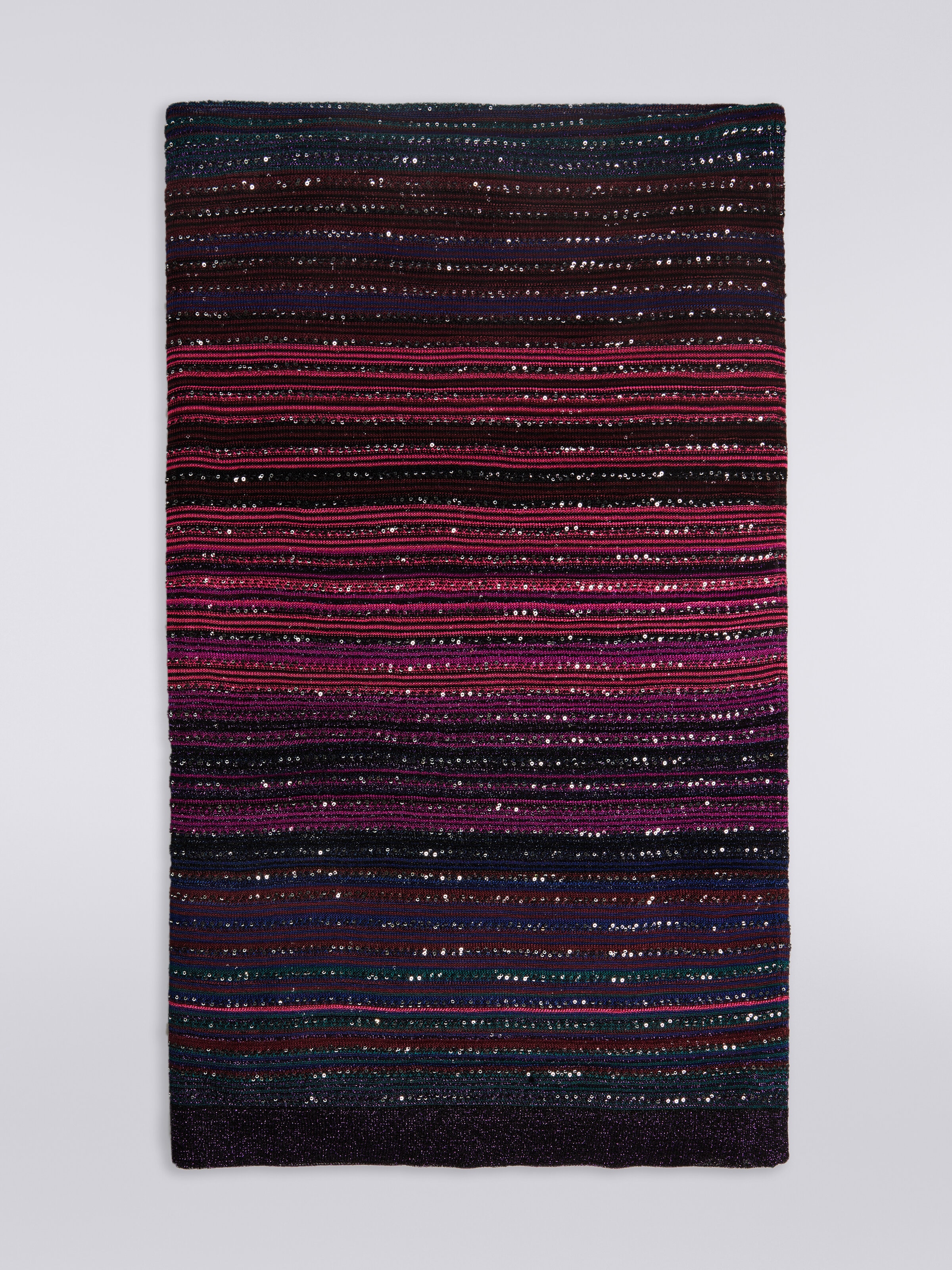 Striped viscose blend stole with sequins, Multicoloured  - 0