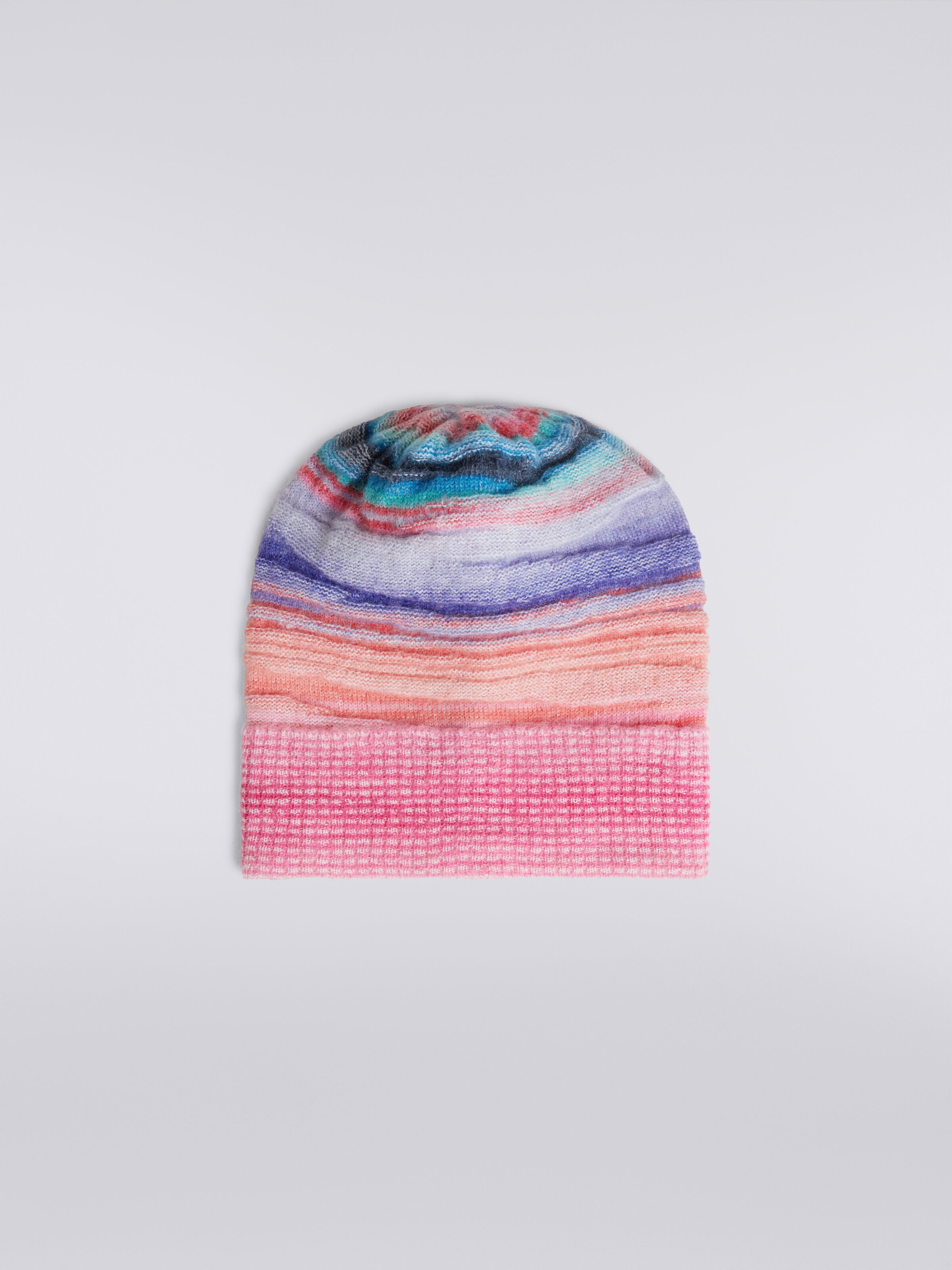 Striped mohair and alpaca hat, Multicoloured  - 0