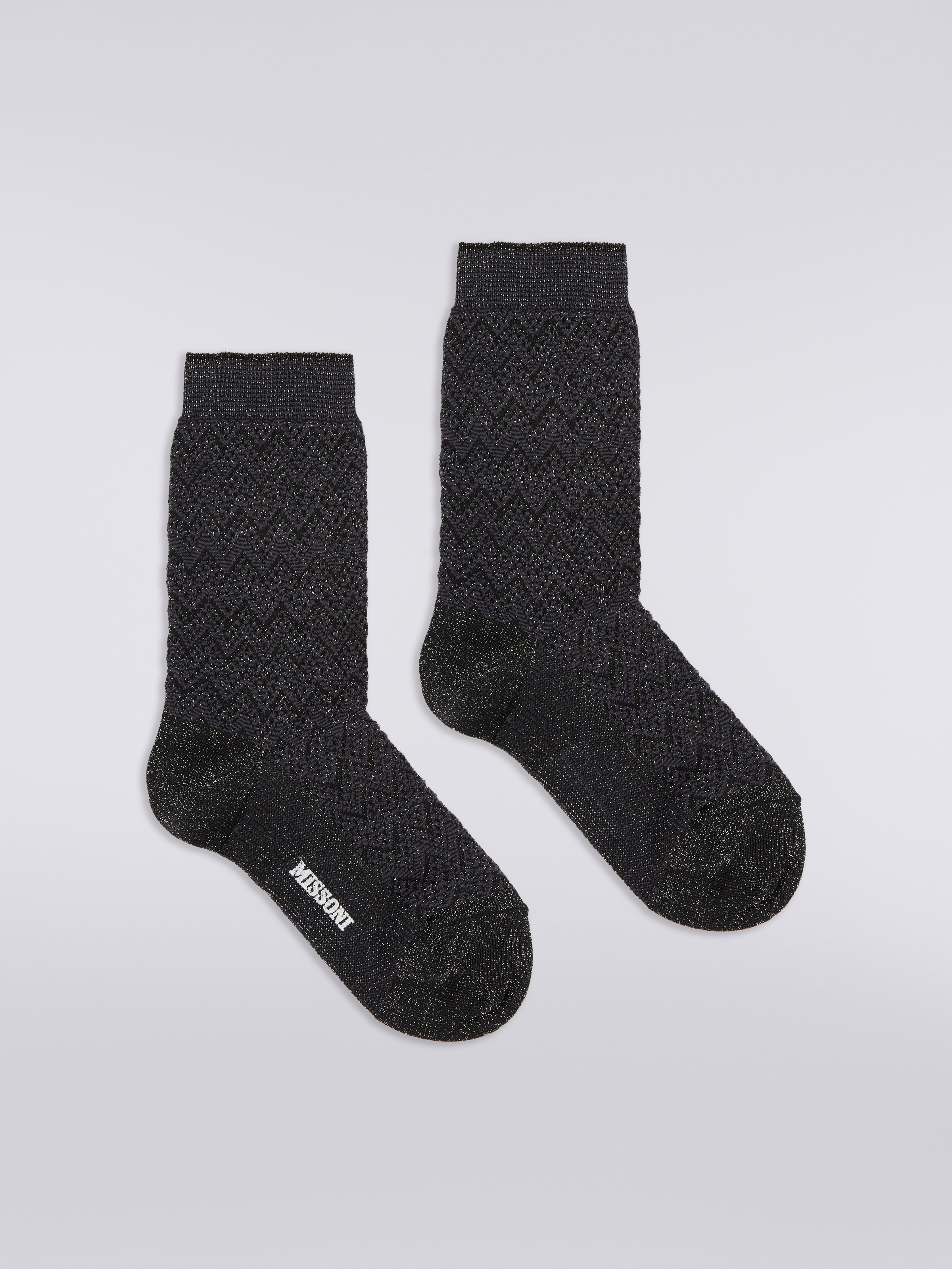 Socken aus Viskose und Nylon mit Zickzackmuster, Mehrfarbig  - 0