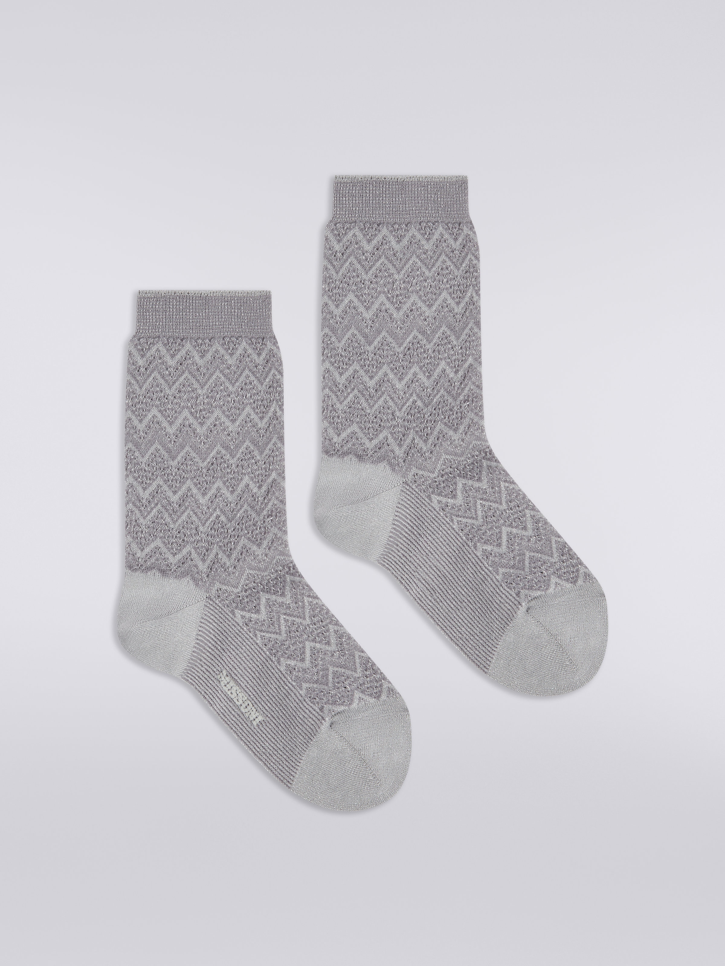 Short zigzag viscose and nylon socks, Multicoloured  - 0