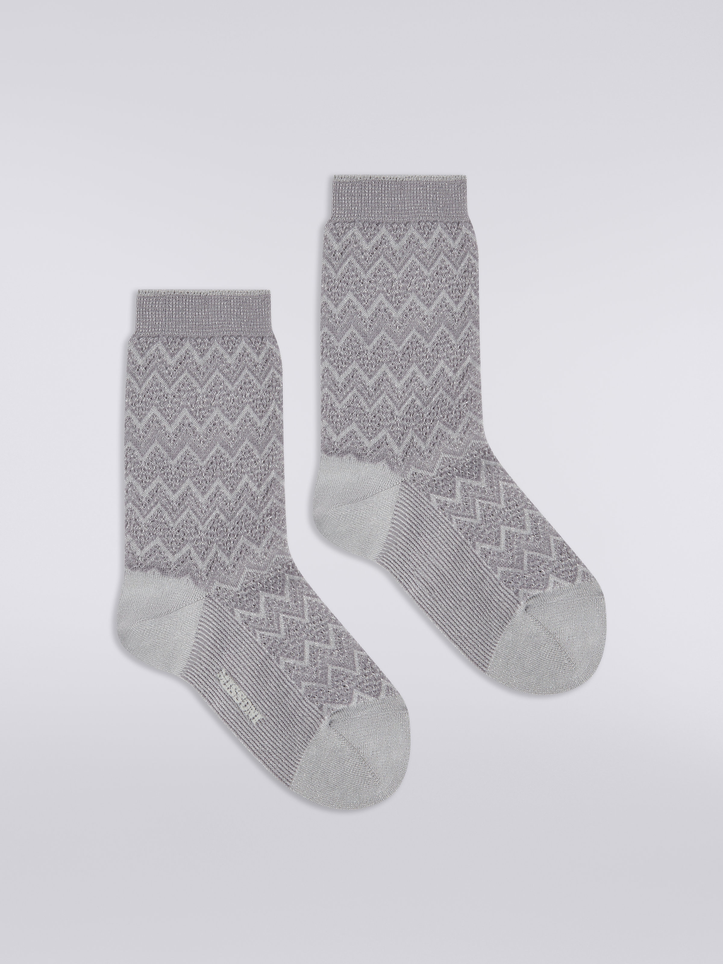 Socken aus Viskose und Nylon mit Zickzackmuster, Mehrfarbig  - 0