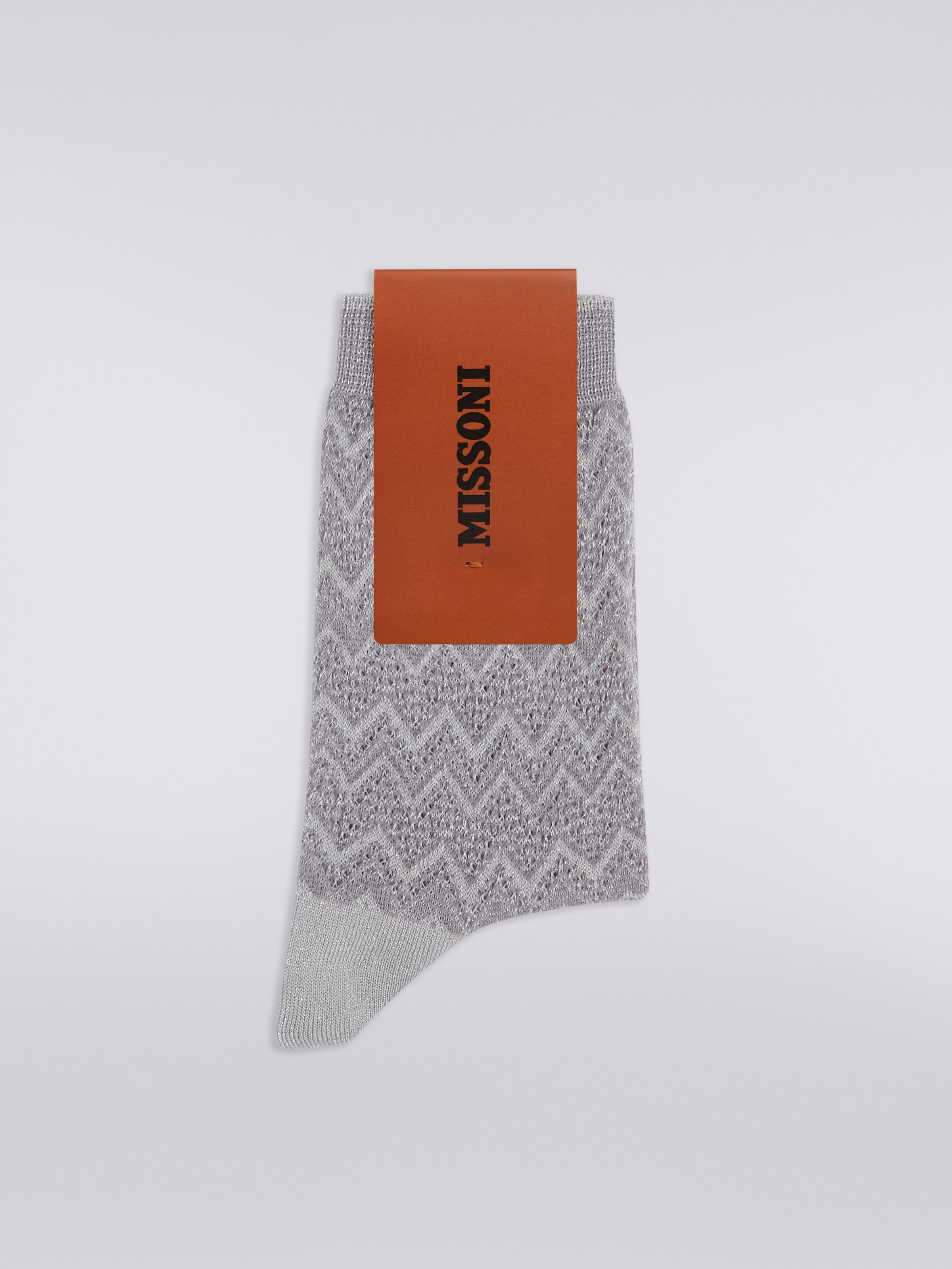 Short zigzag viscose and nylon socks, Multicoloured  - 1