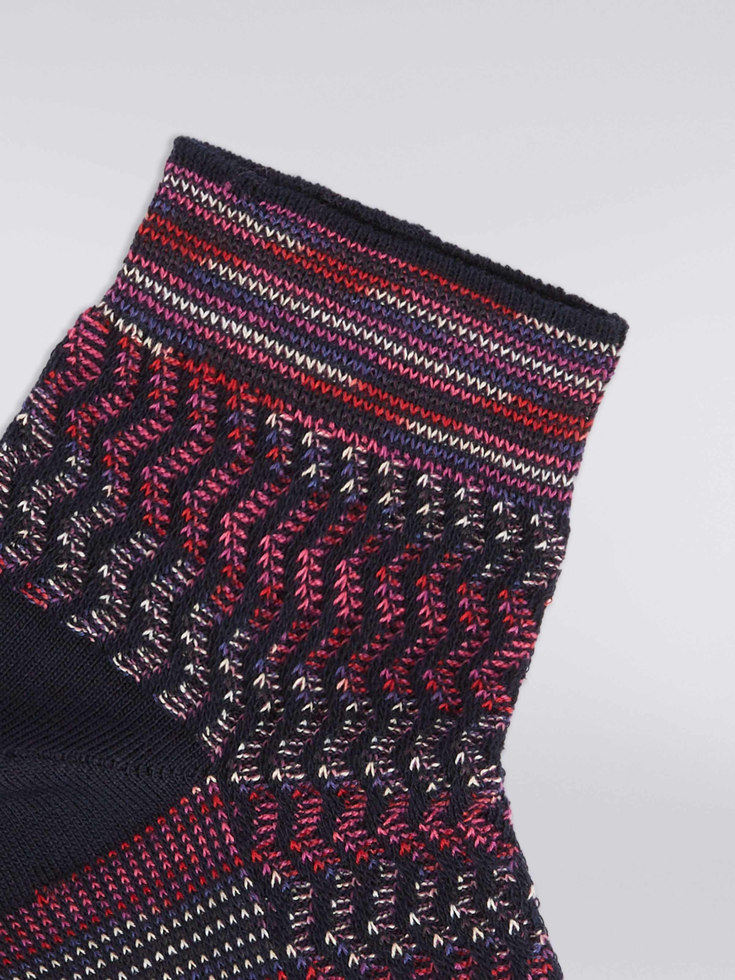 Multi-worked short cotton and nylon socks, Multicoloured  - 2