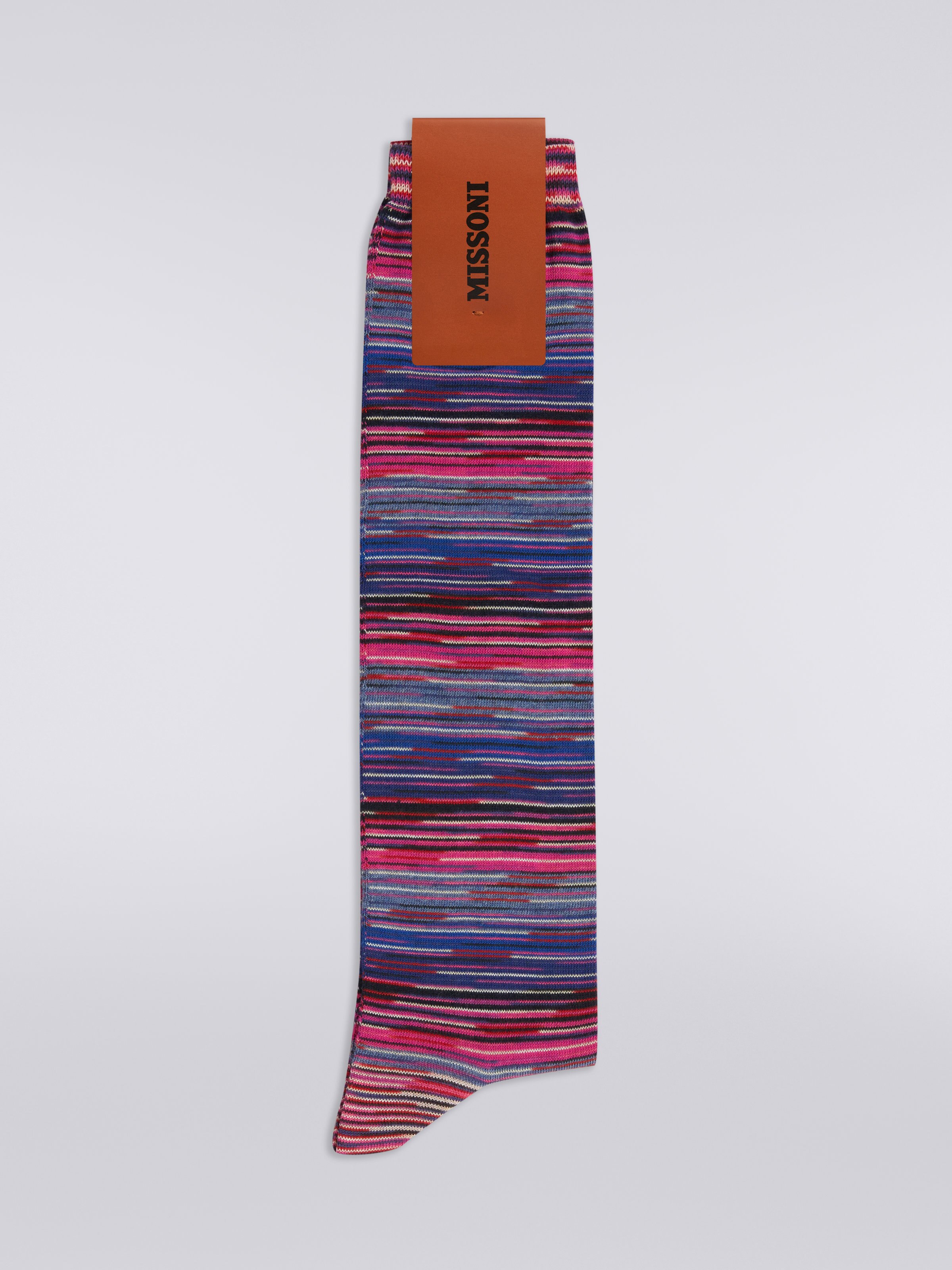 Chaussettes en coton mélangé flammé, Multicolore  - 1