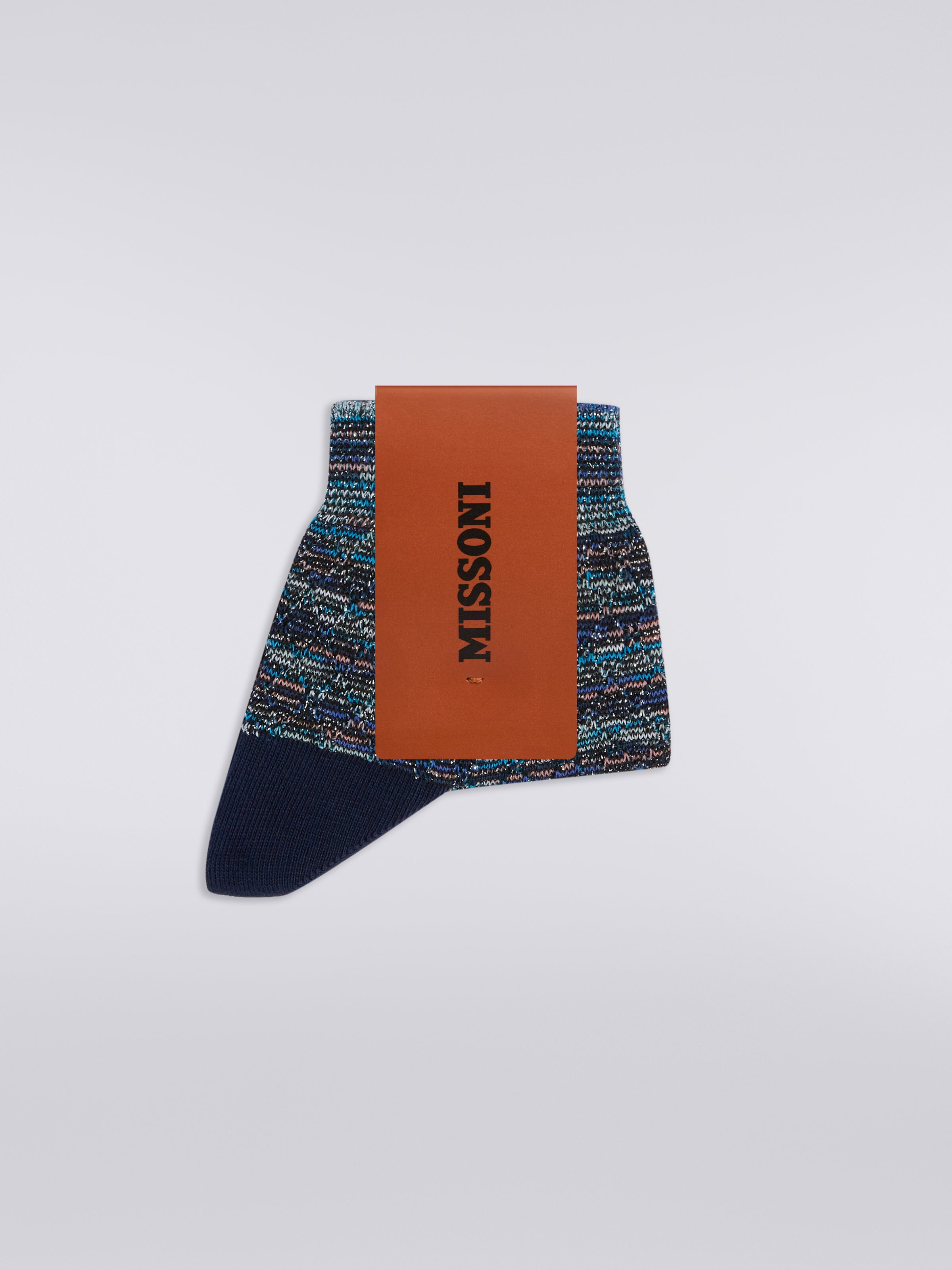 Short cotton blend socks with lurex, Multicoloured  - 1