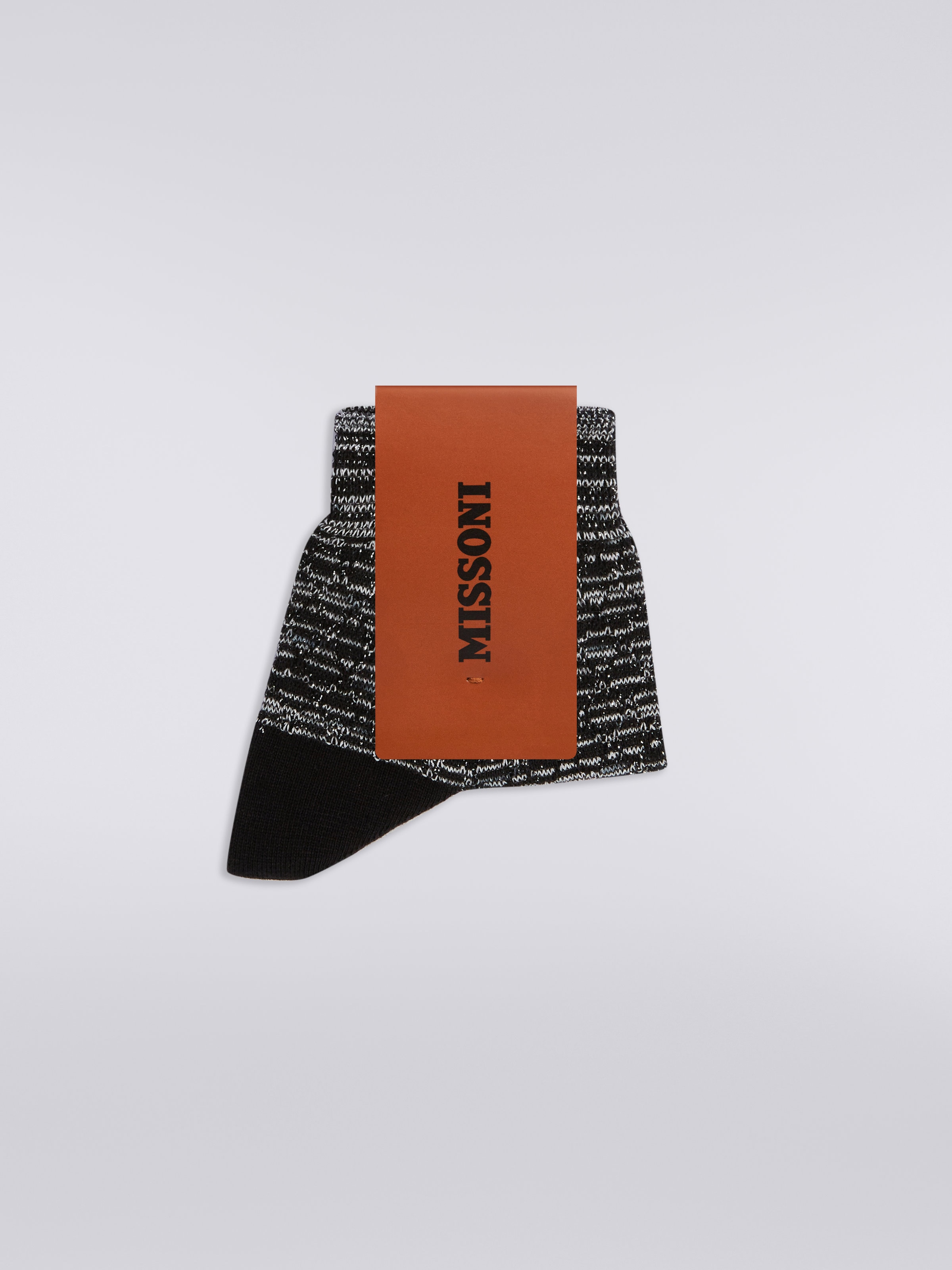 Short cotton blend socks with lurex, Multicoloured  - 1