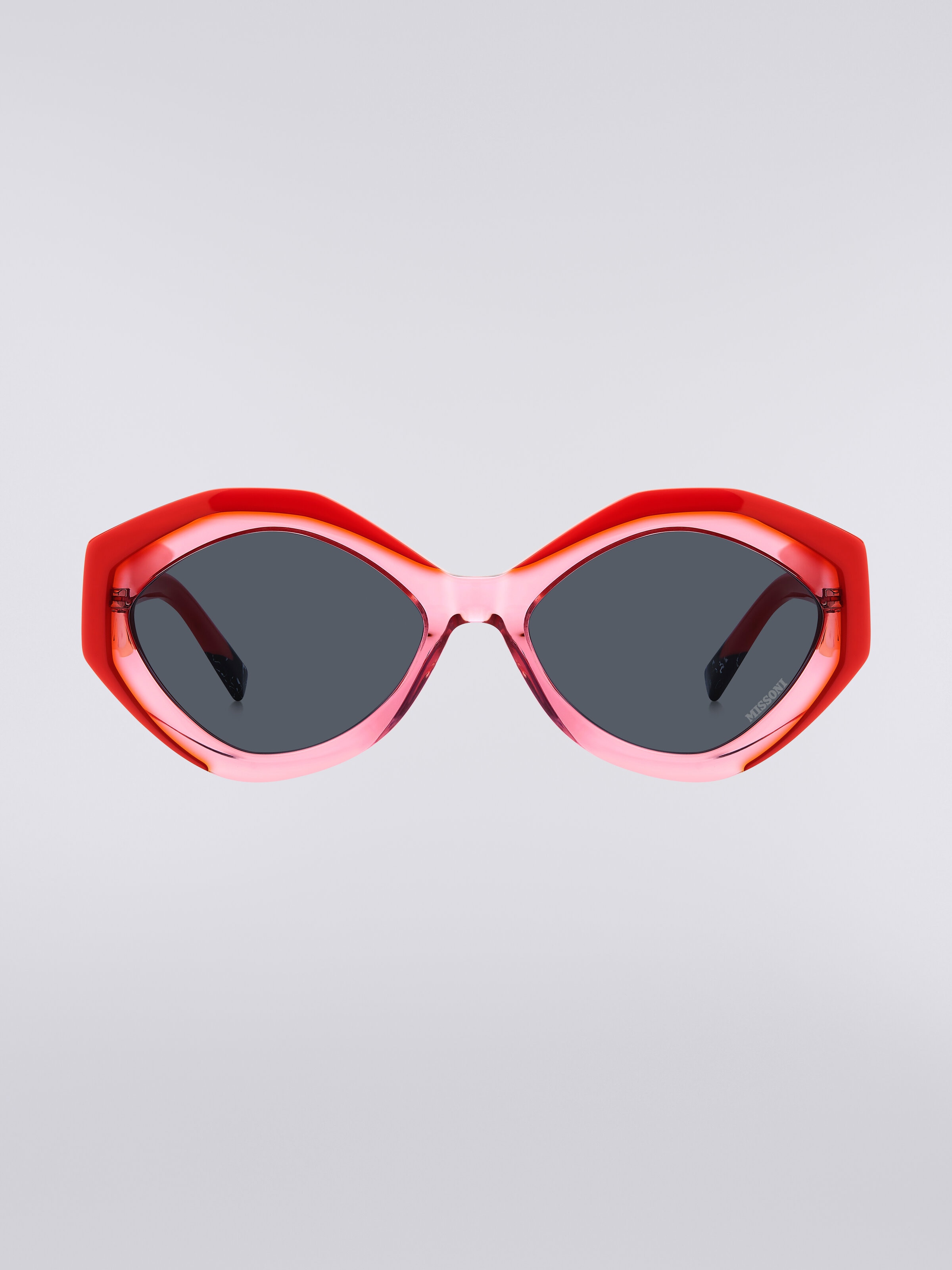 Sonnenbrille mit ovaler Fassung und Logo-Applikation aus Metall, Mehrfarbig  - 0