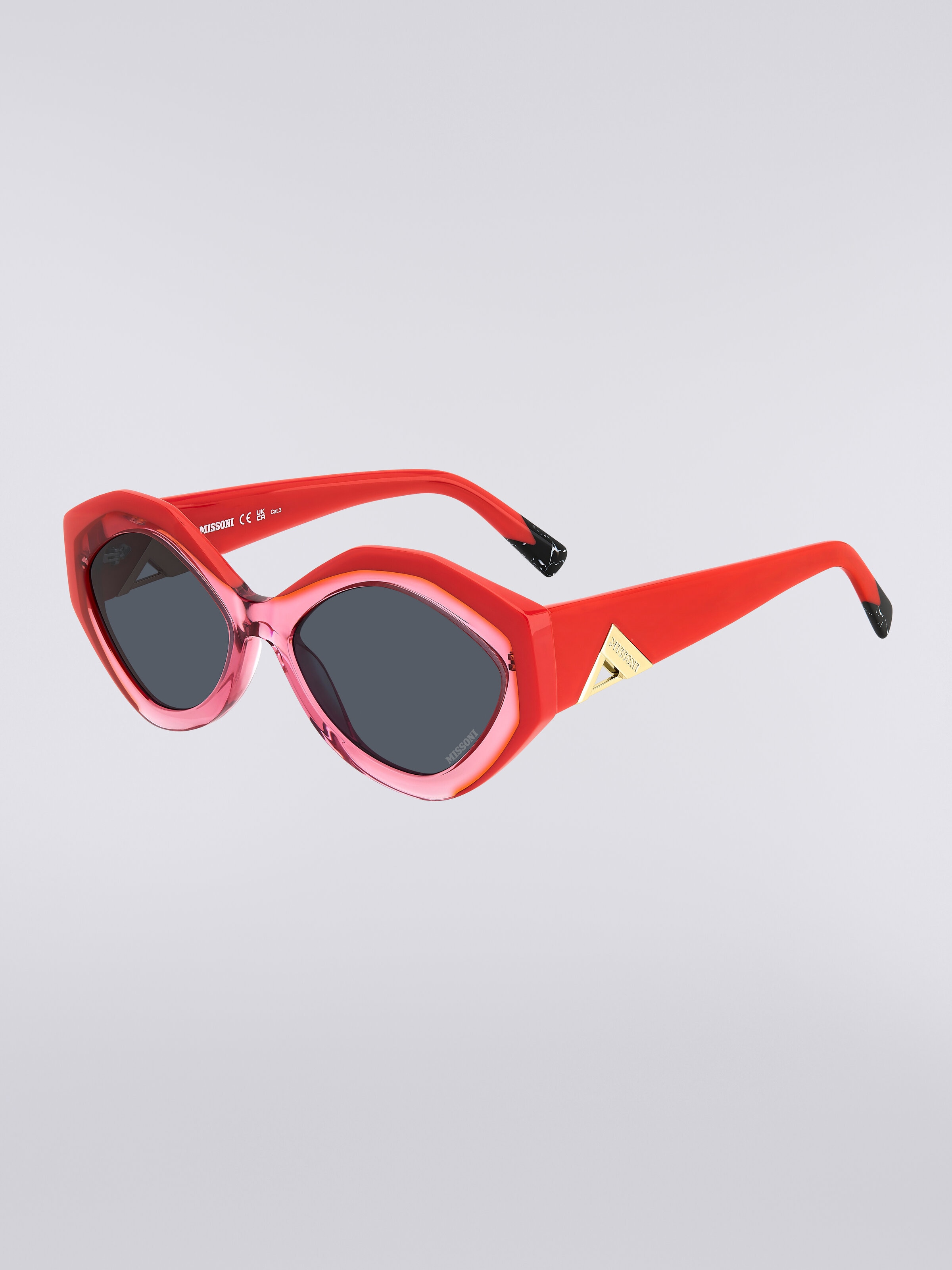 Gafas de sol con montura ovalada y aplicación del logotipo en metal, Multicolor  - 1