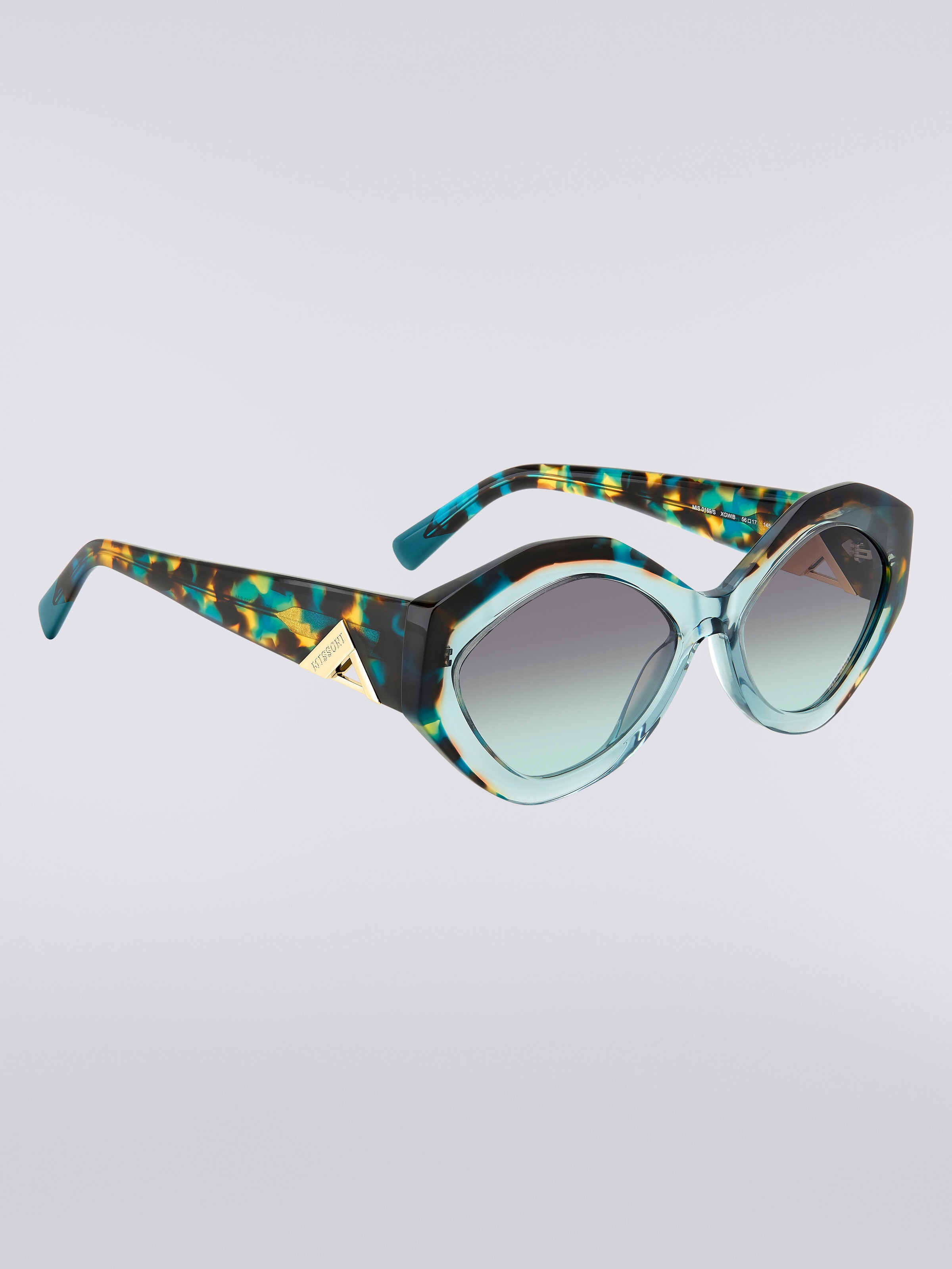 Oval-shaped sunglasses with metal logo application, Multicoloured  - 2