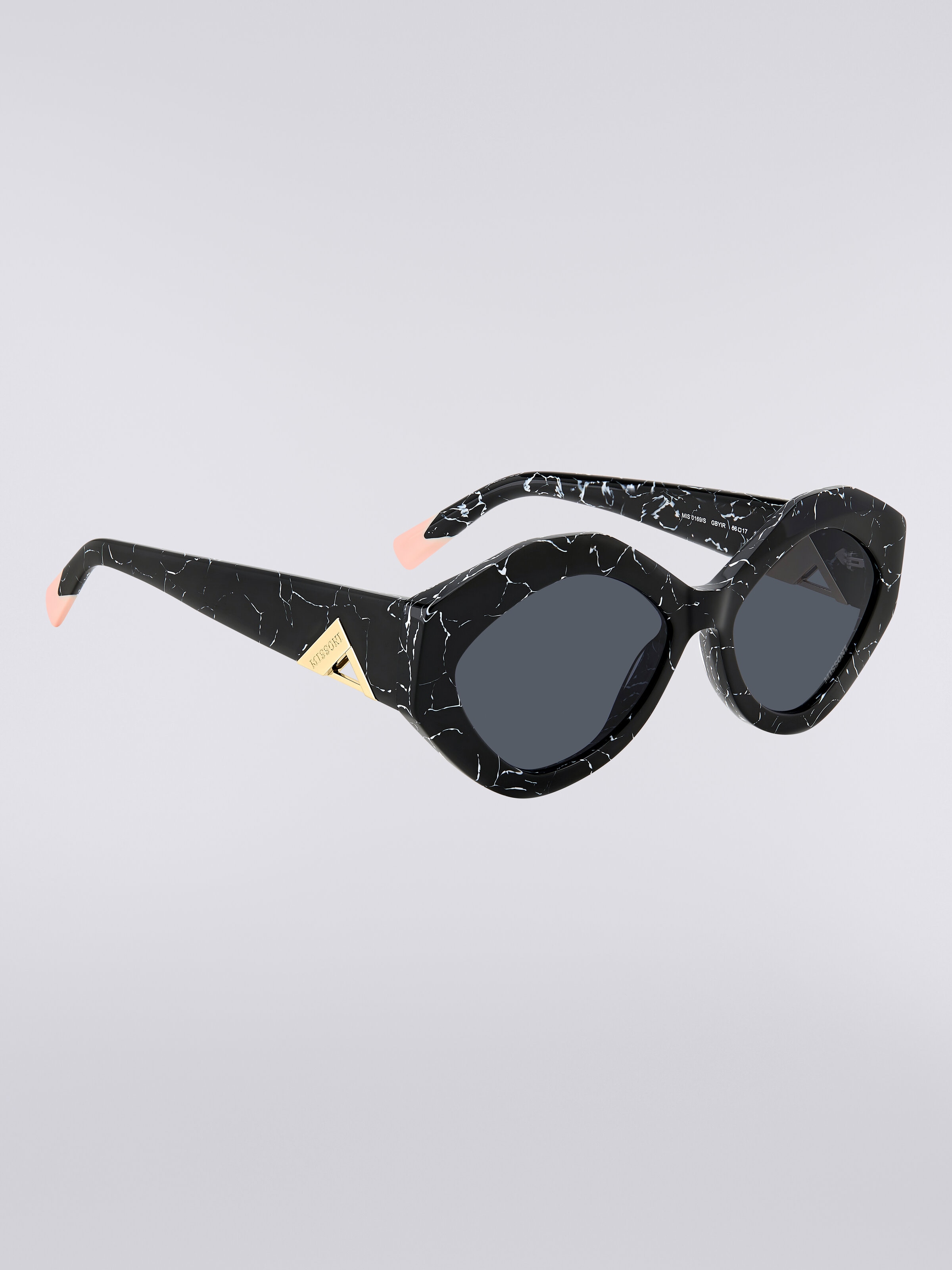 Oval-shaped sunglasses with metal logo application, Multicoloured  - 2