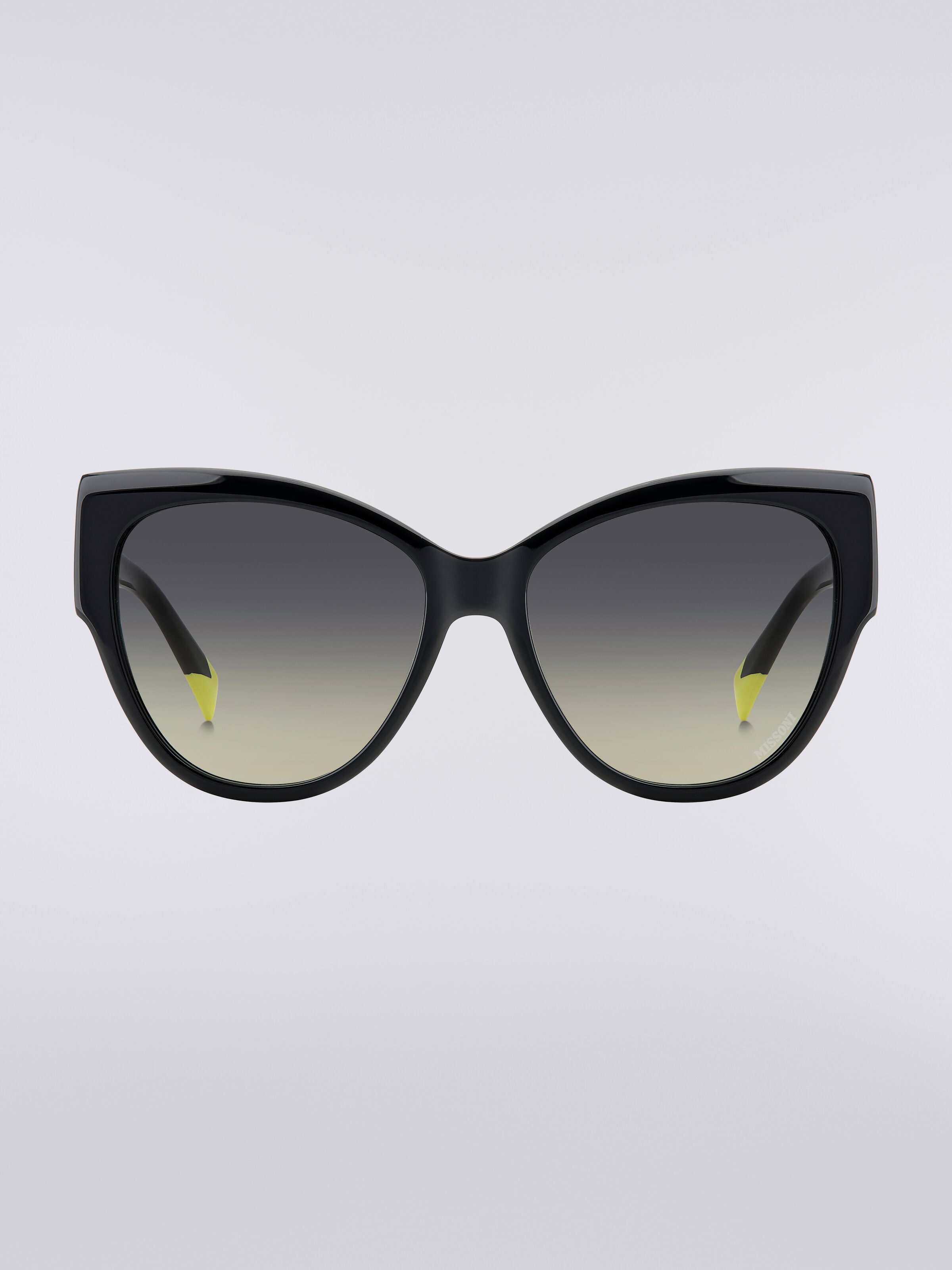 Sonnenbrille mit abgerundeter Fassung und kontrastierendem Einsatz plus Logo, Mehrfarbig  - 0