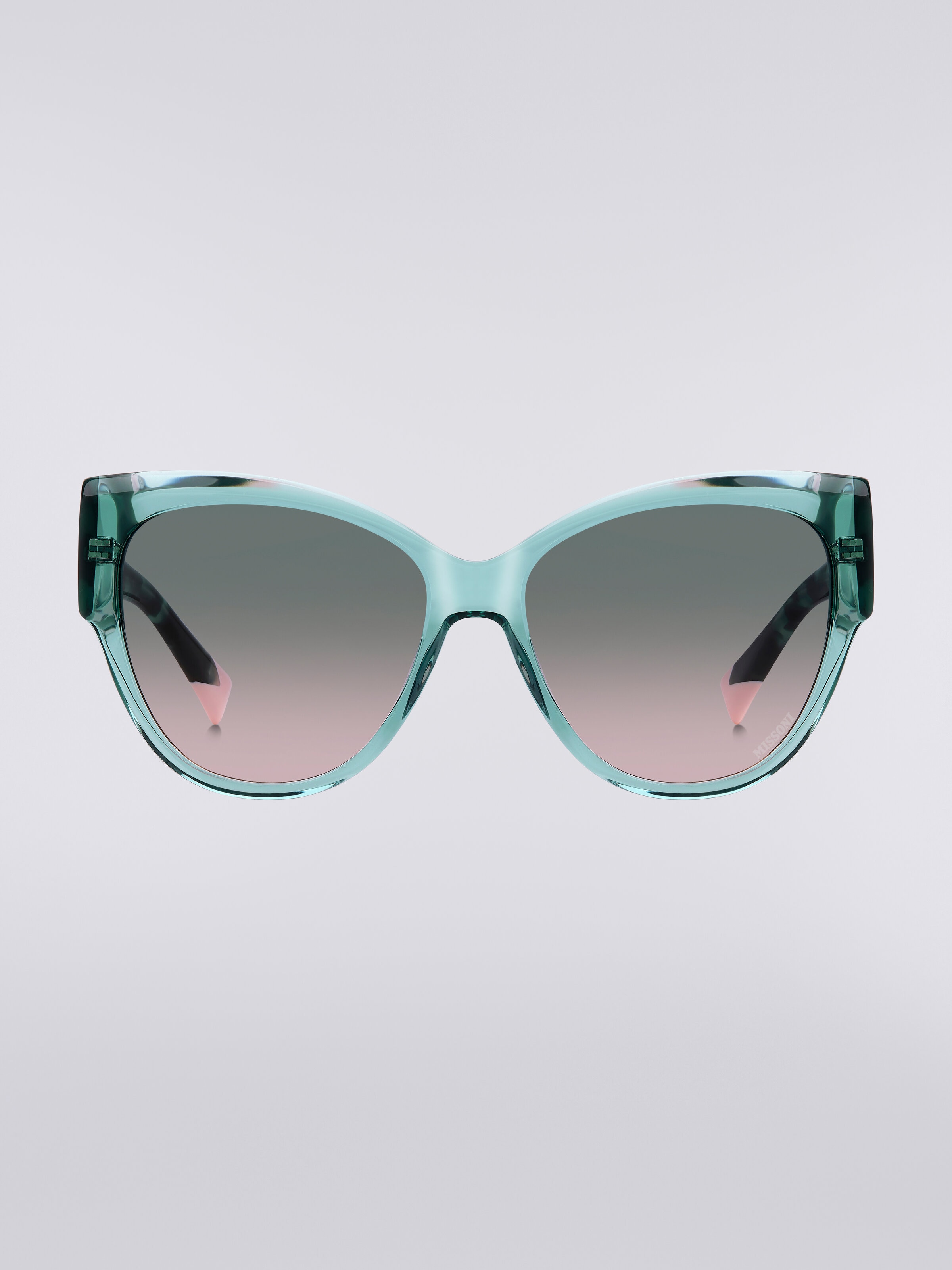 Rounded frame sunglasses with contrasting logo insert, Multicoloured  - 0
