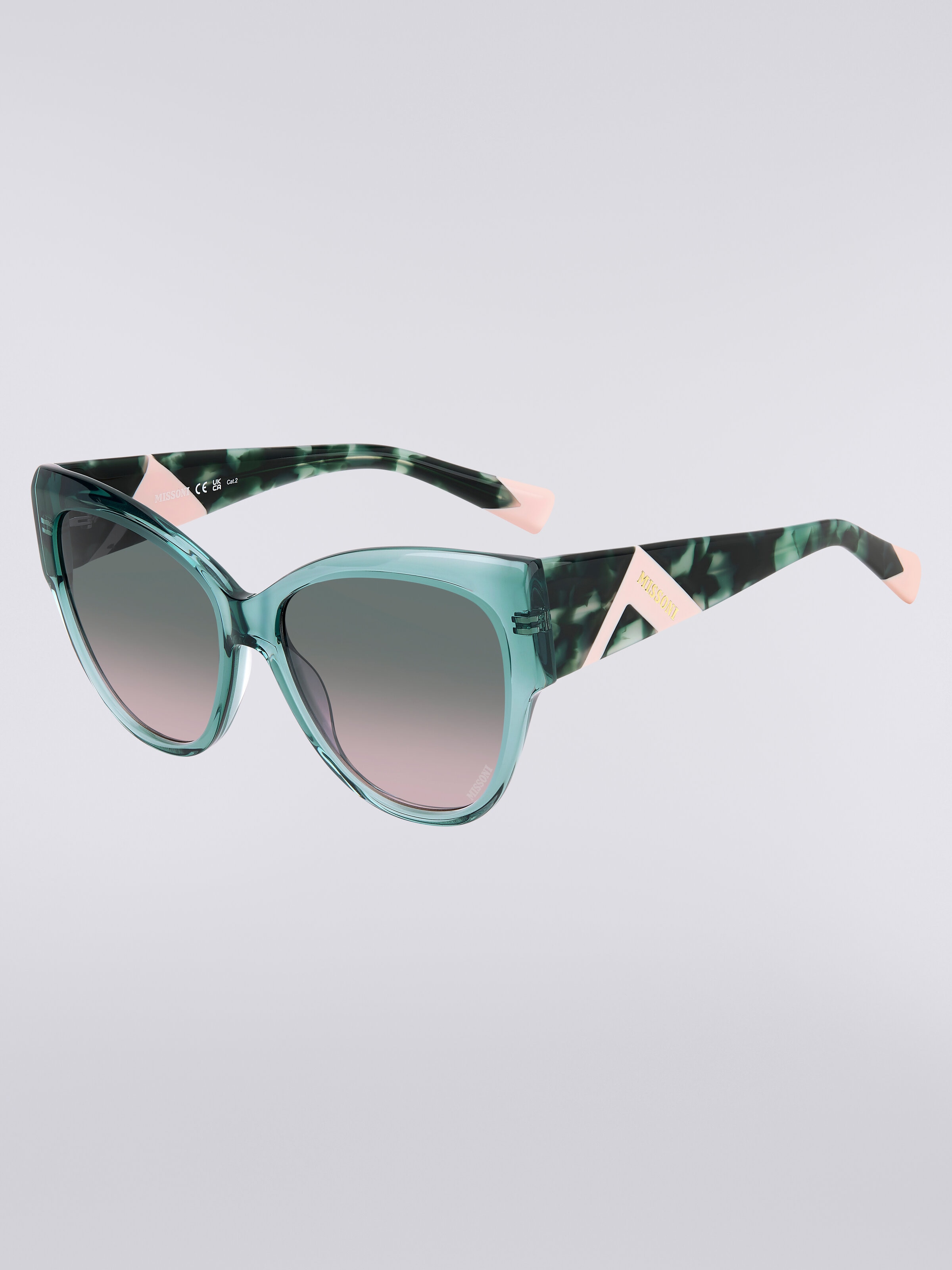 Sonnenbrille mit abgerundeter Fassung und kontrastierendem Einsatz plus Logo, Mehrfarbig  - 1