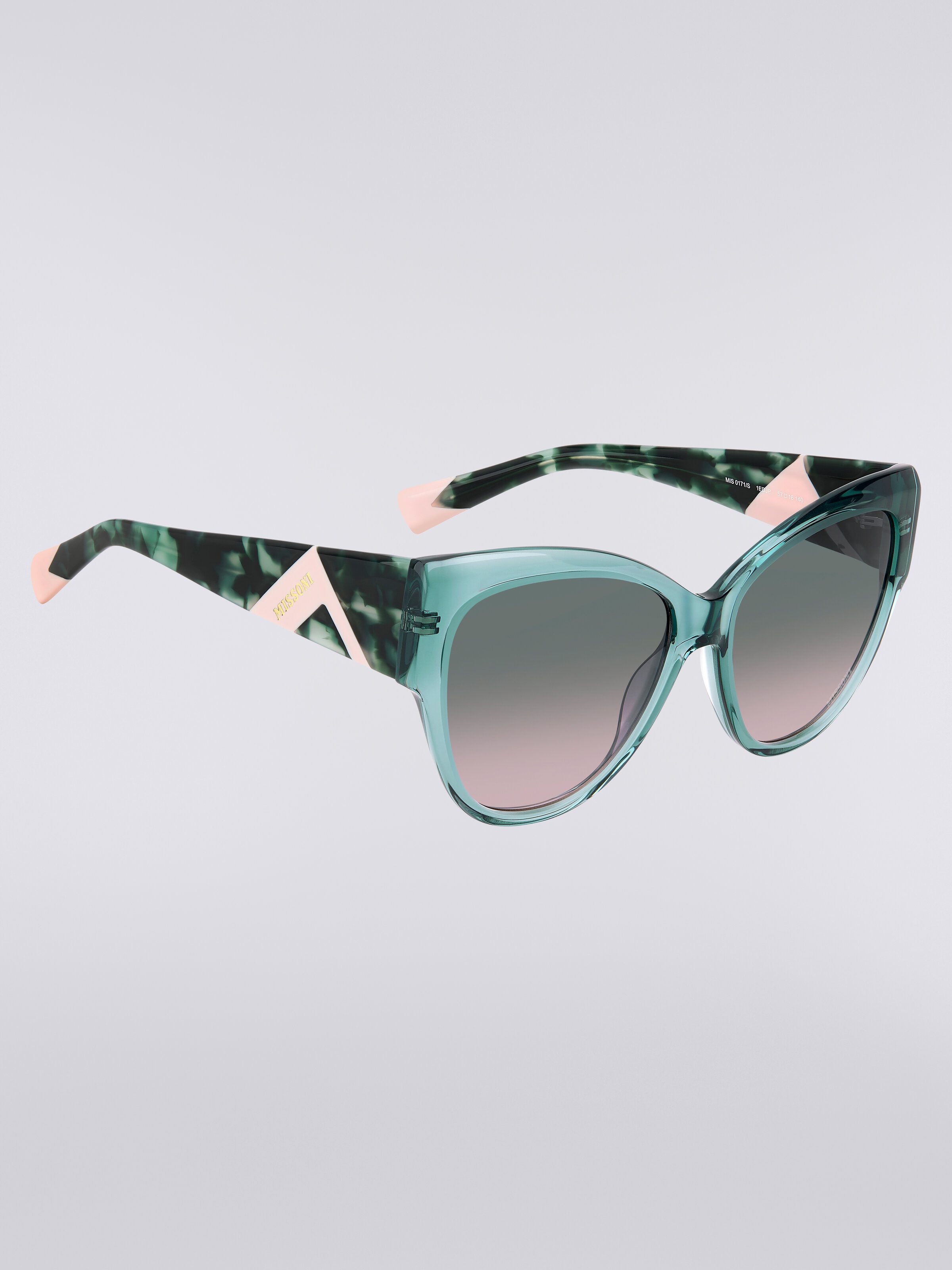 Rounded frame sunglasses with contrasting logo insert, Multicoloured  - 2