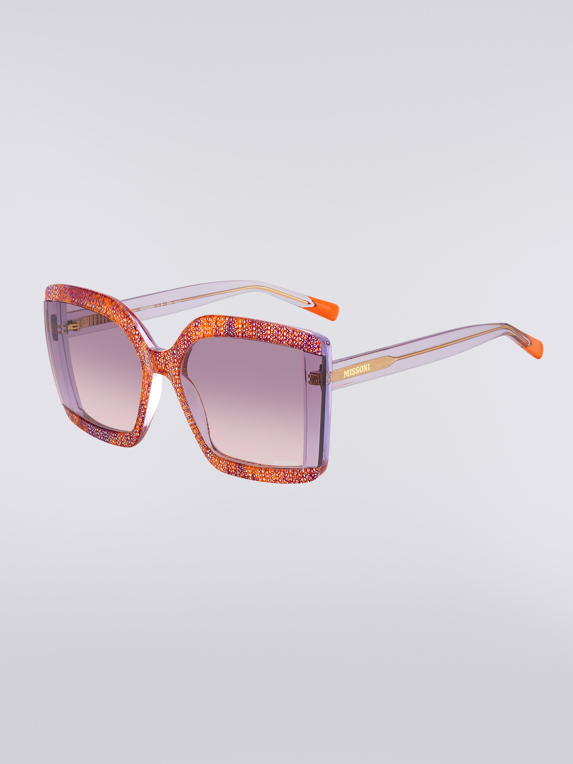 Kantige Sonnenbrille mit Stoffeinsätzen, Mehrfarbig  - 1