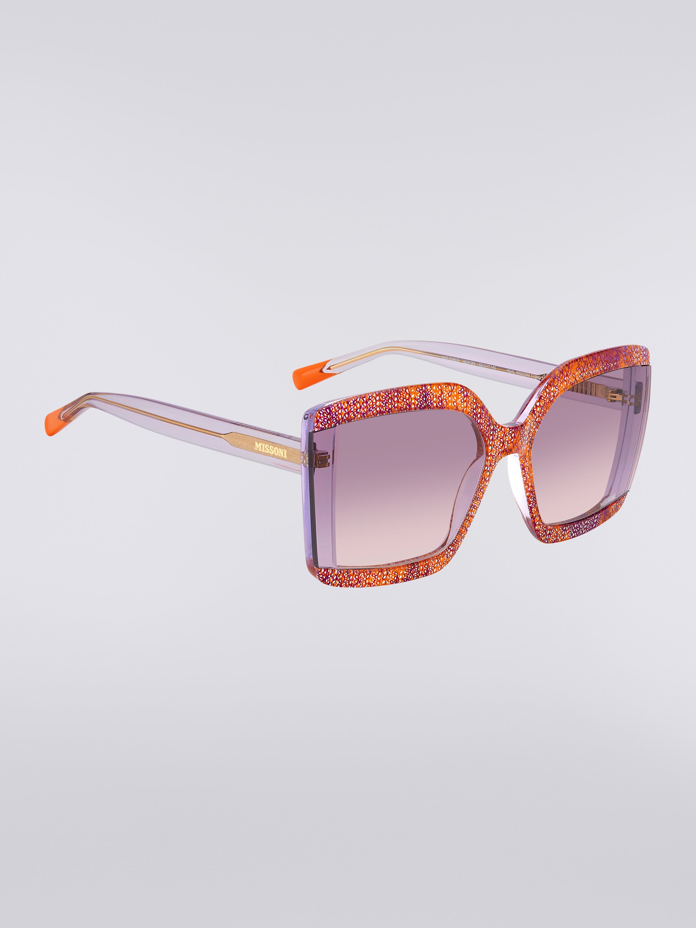 Kantige Sonnenbrille mit Stoffeinsätzen, Mehrfarbig  - 2