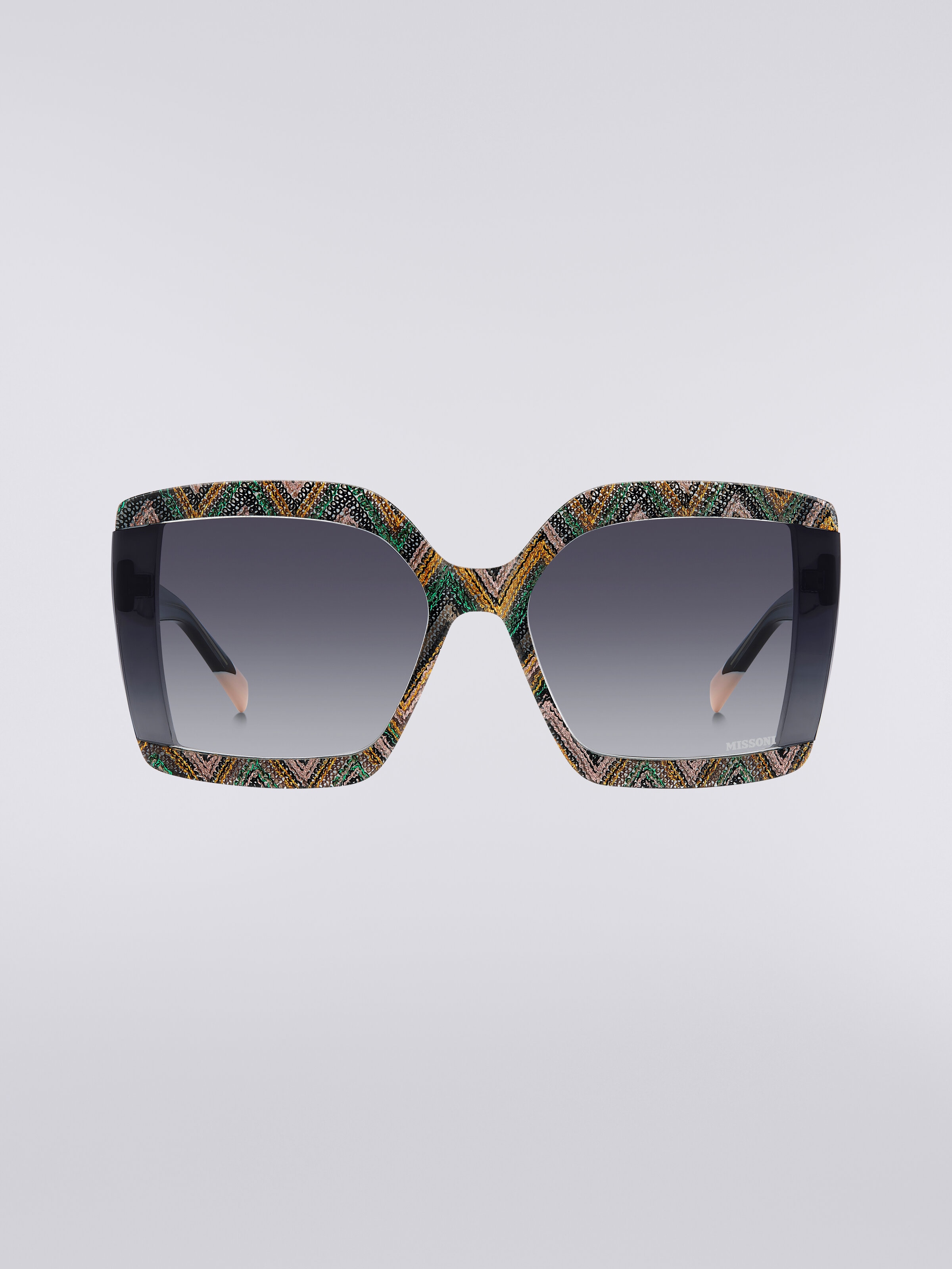 Square sunglasses with fabric inserts, Multicoloured  - 0