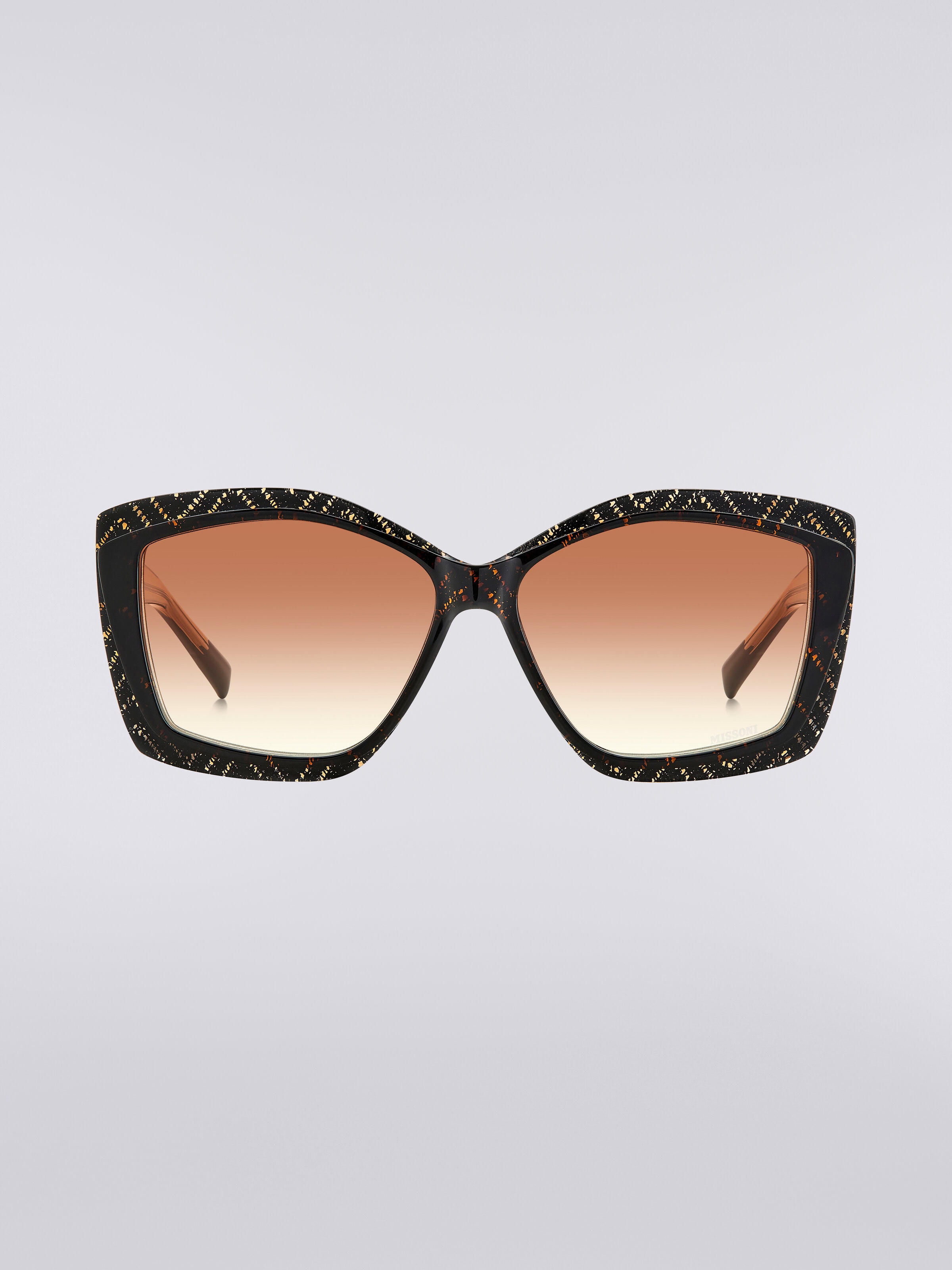 Sonnenbrille mit geometrischer Fassung und Stoffeinsätzen, Mehrfarbig  - 0