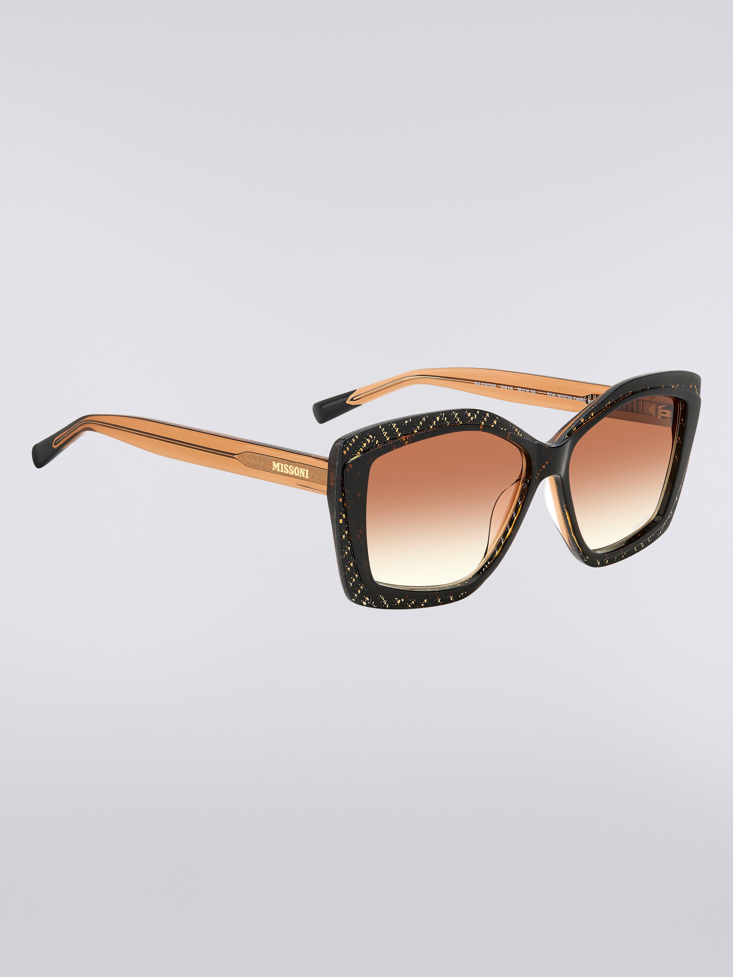 Sonnenbrille mit geometrischer Fassung und Stoffeinsätzen, Mehrfarbig  - 2