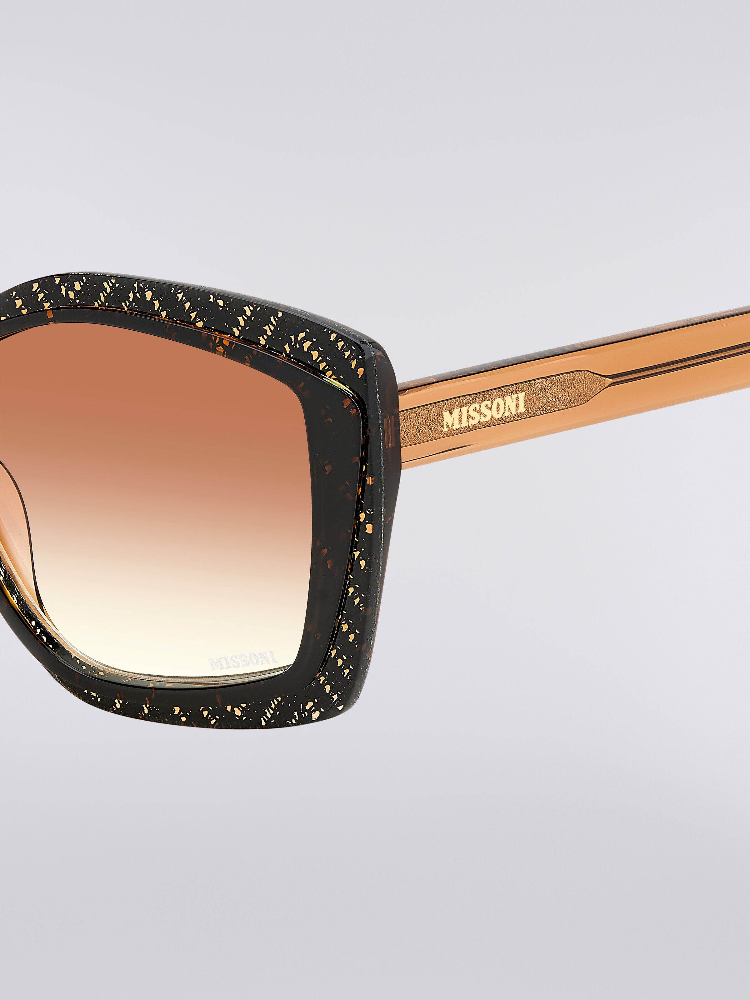 Sonnenbrille mit geometrischer Fassung und Stoffeinsätzen, Mehrfarbig  - 3