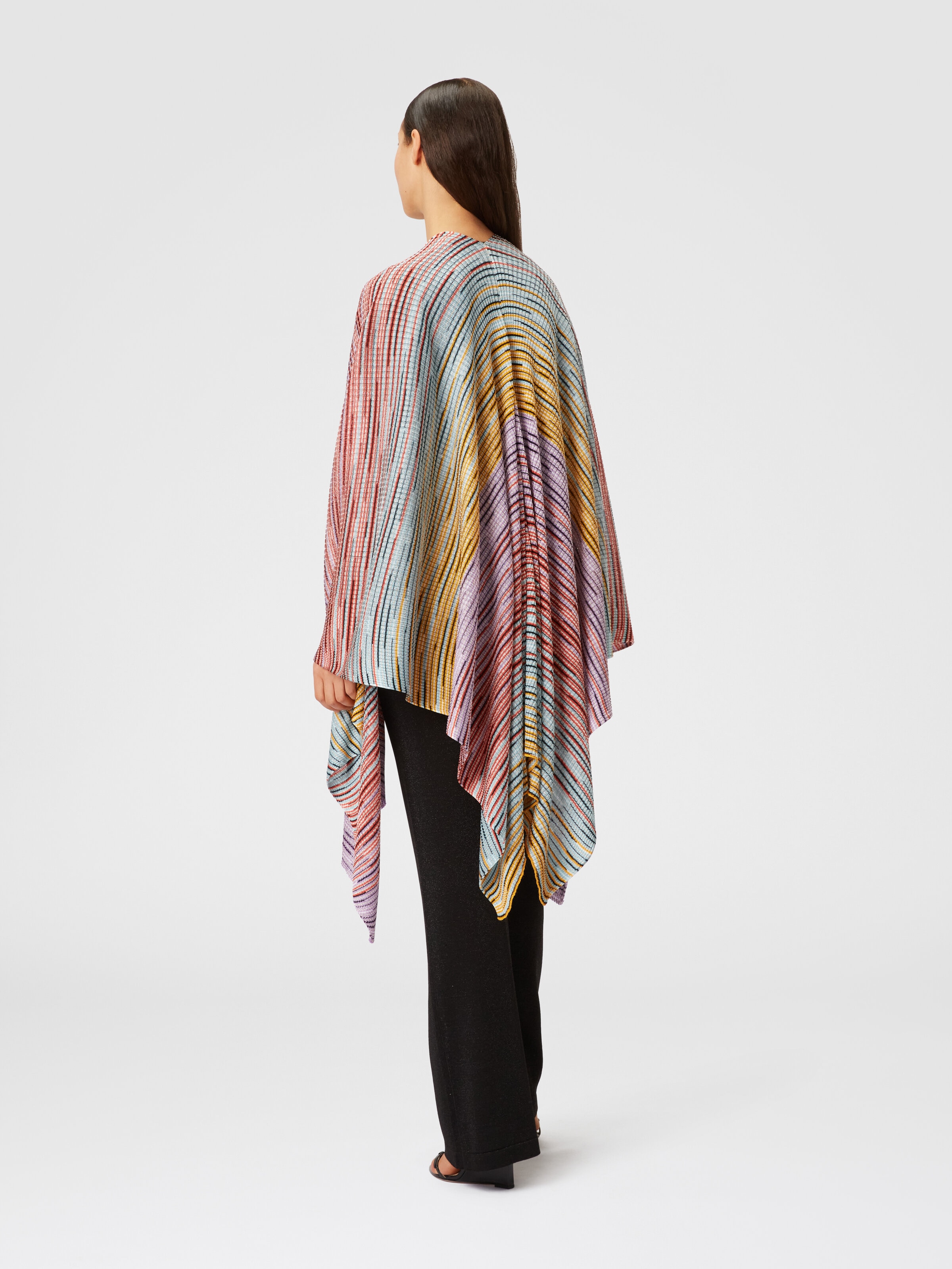 Slub viscose blend knit cape, Multicoloured  - 2