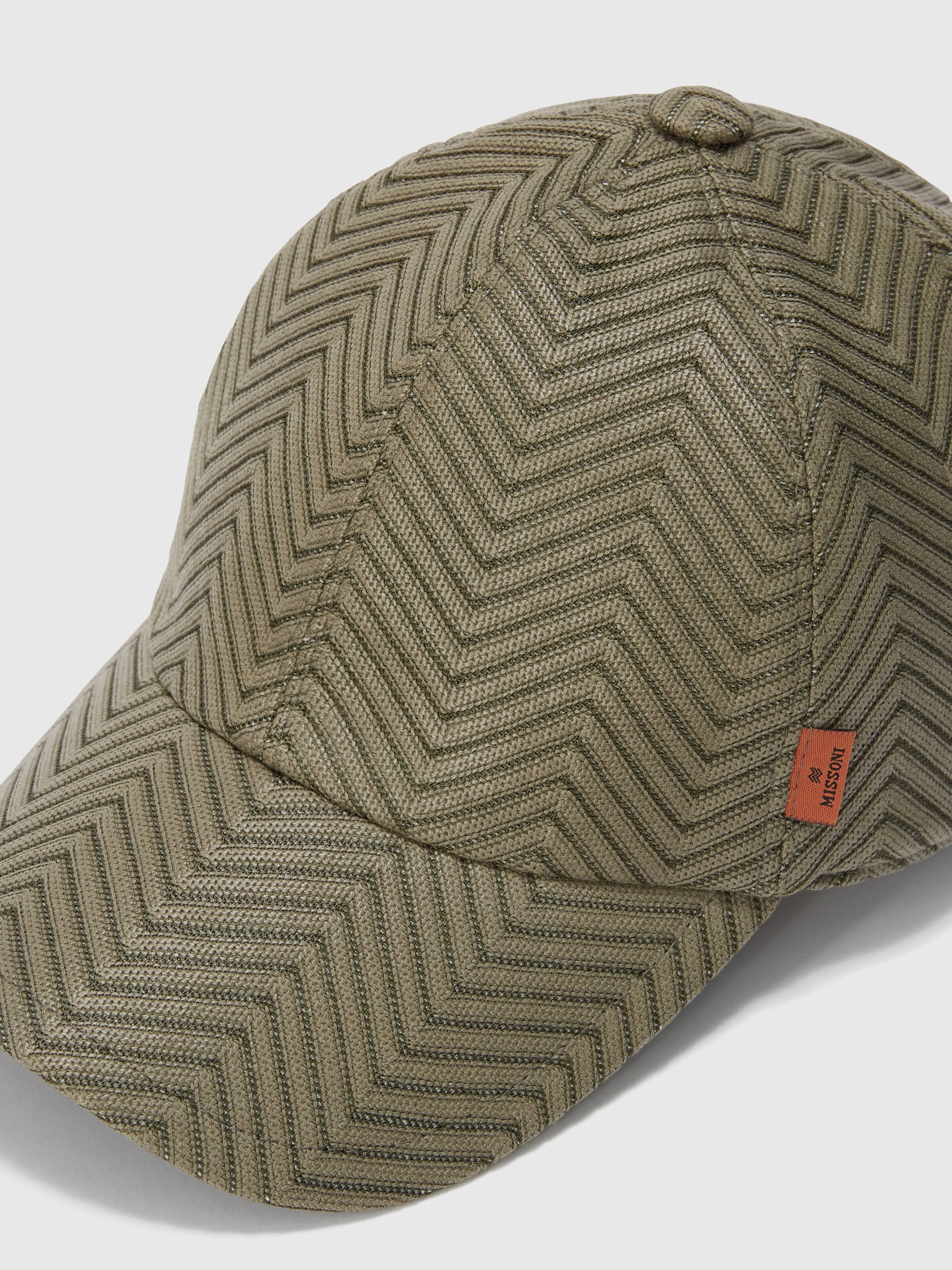 Hat with visor in wool and viscose blend chevron, Multicoloured  - 2