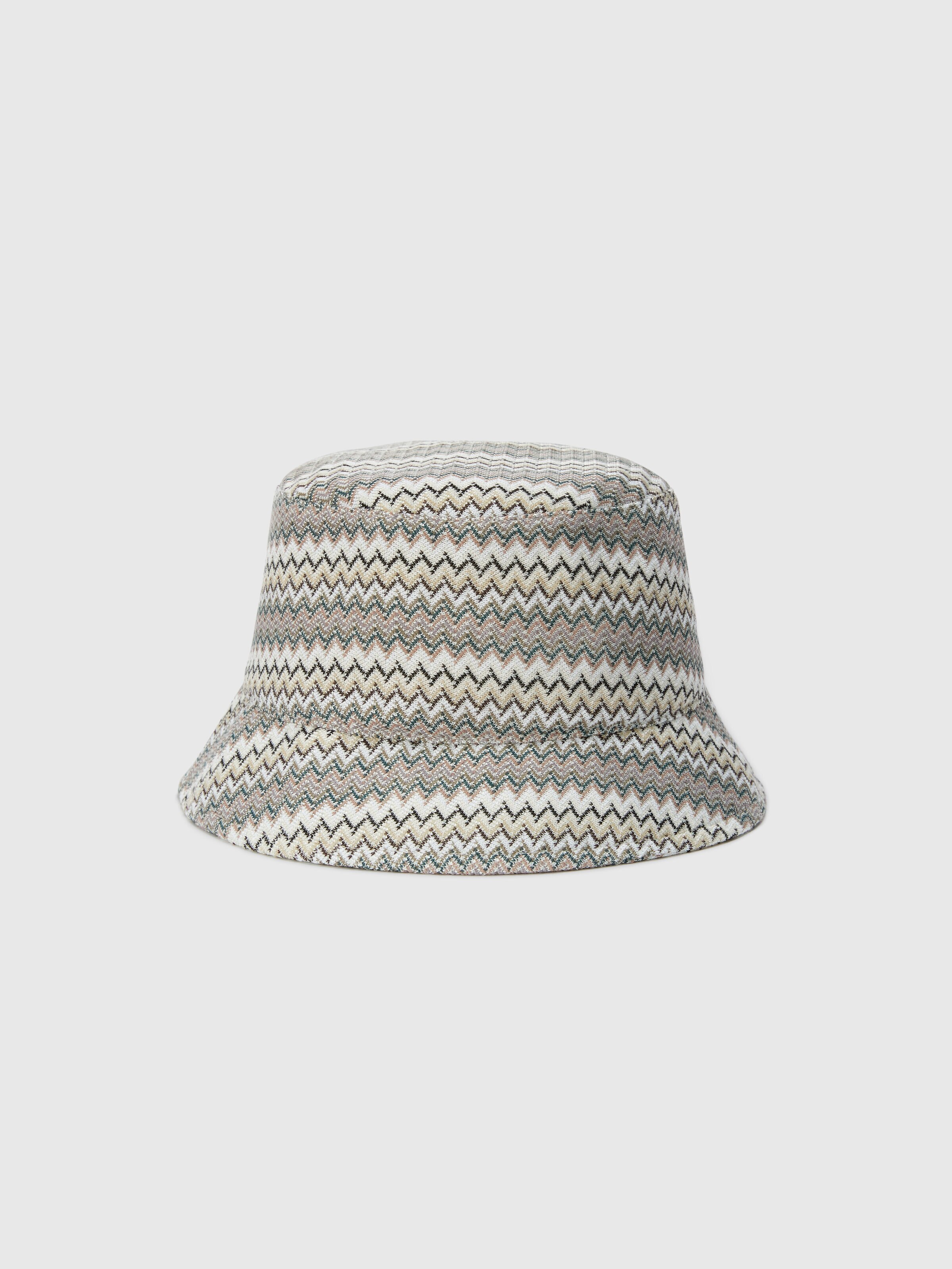 Bucket hat in viscose and cotton with zigzag pattern, Multicoloured  - 0