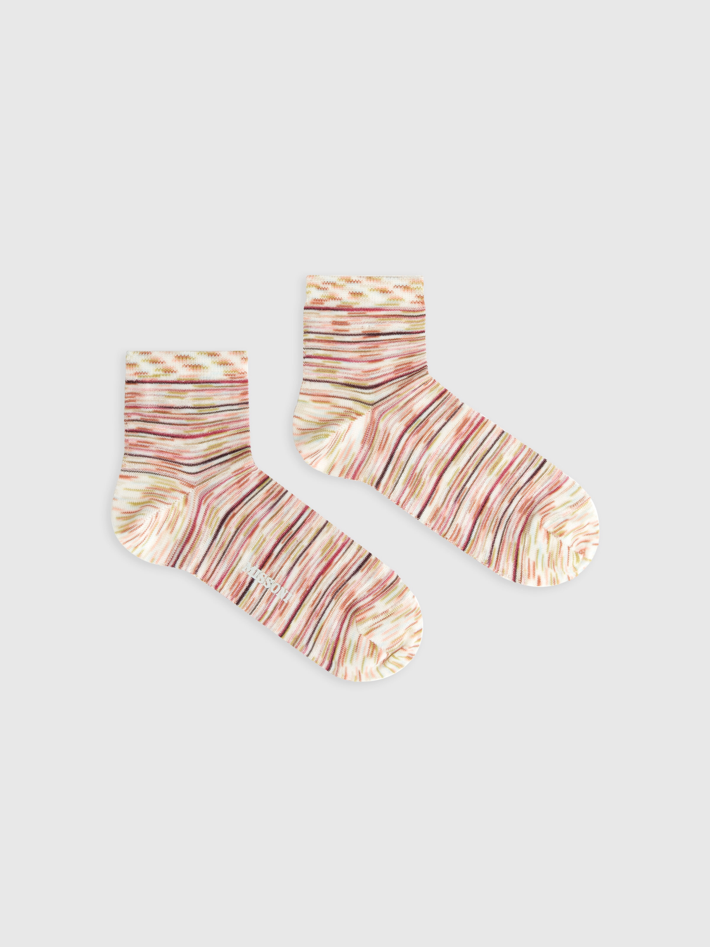 Slub cotton and viscose knit socks, Multicoloured  - 0