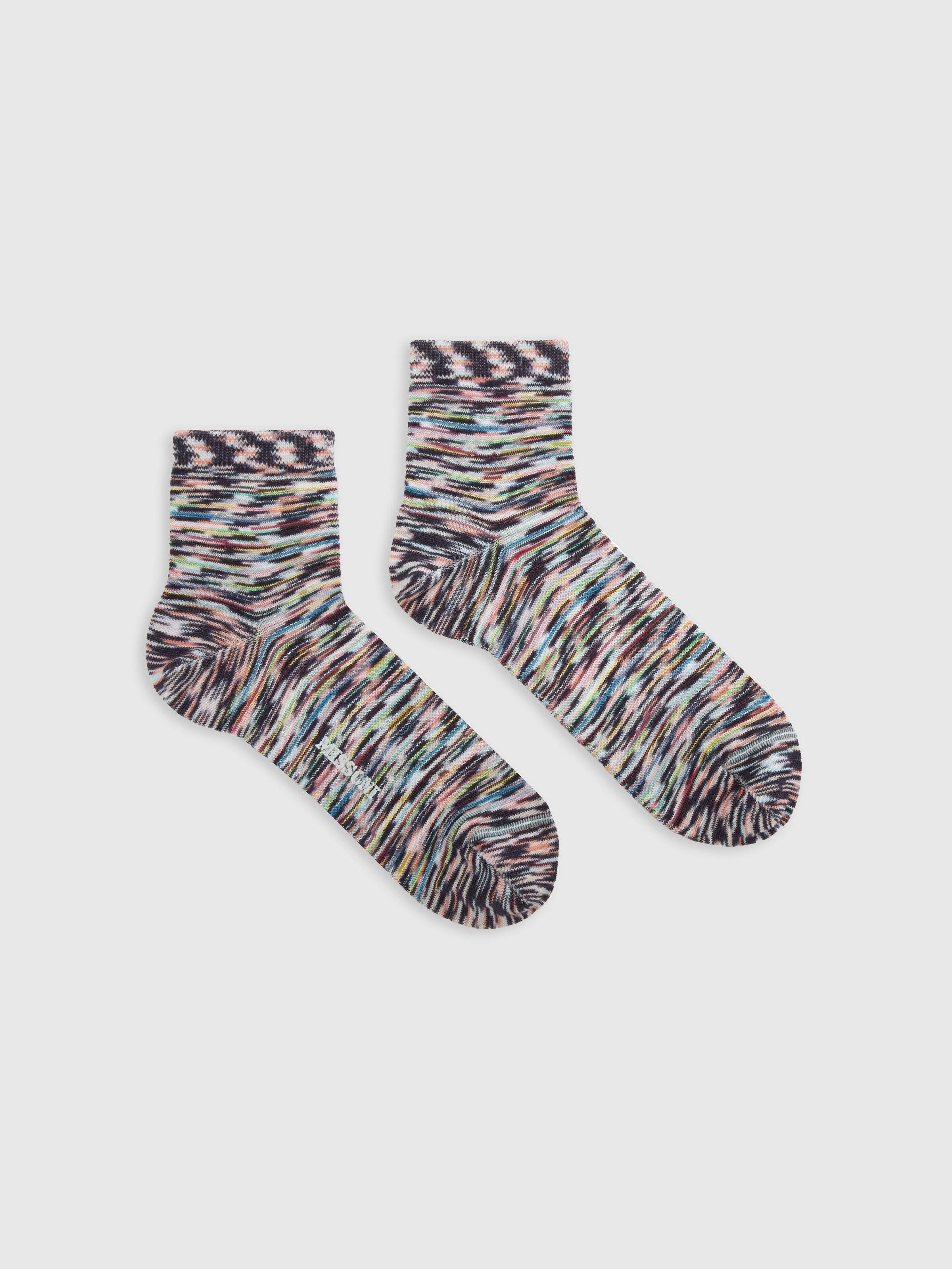 Slub cotton and viscose knit socks, Multicoloured  - 0