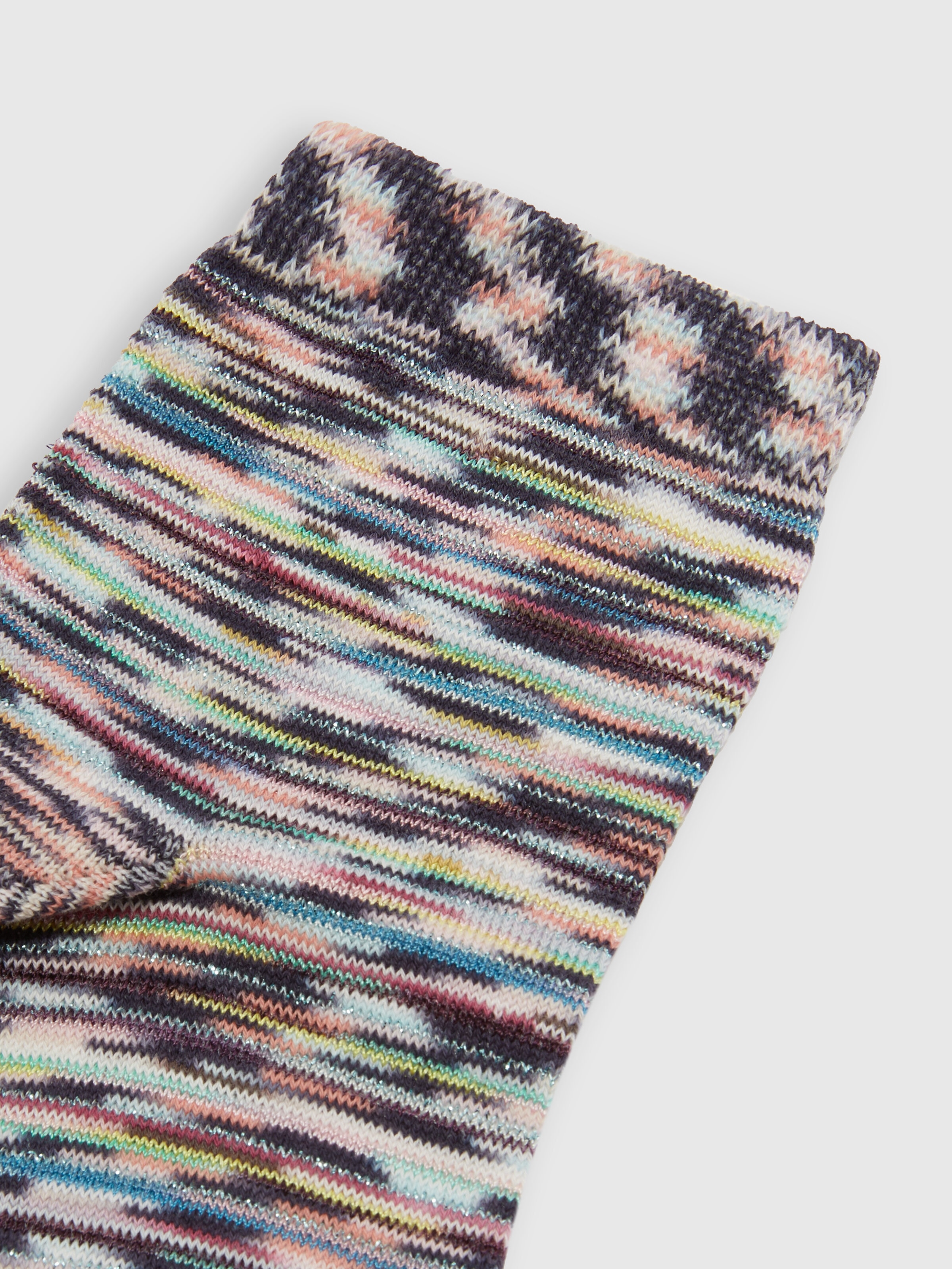 Calze in maglia di cotone e viscosa fiammata, Multicolore  - 2