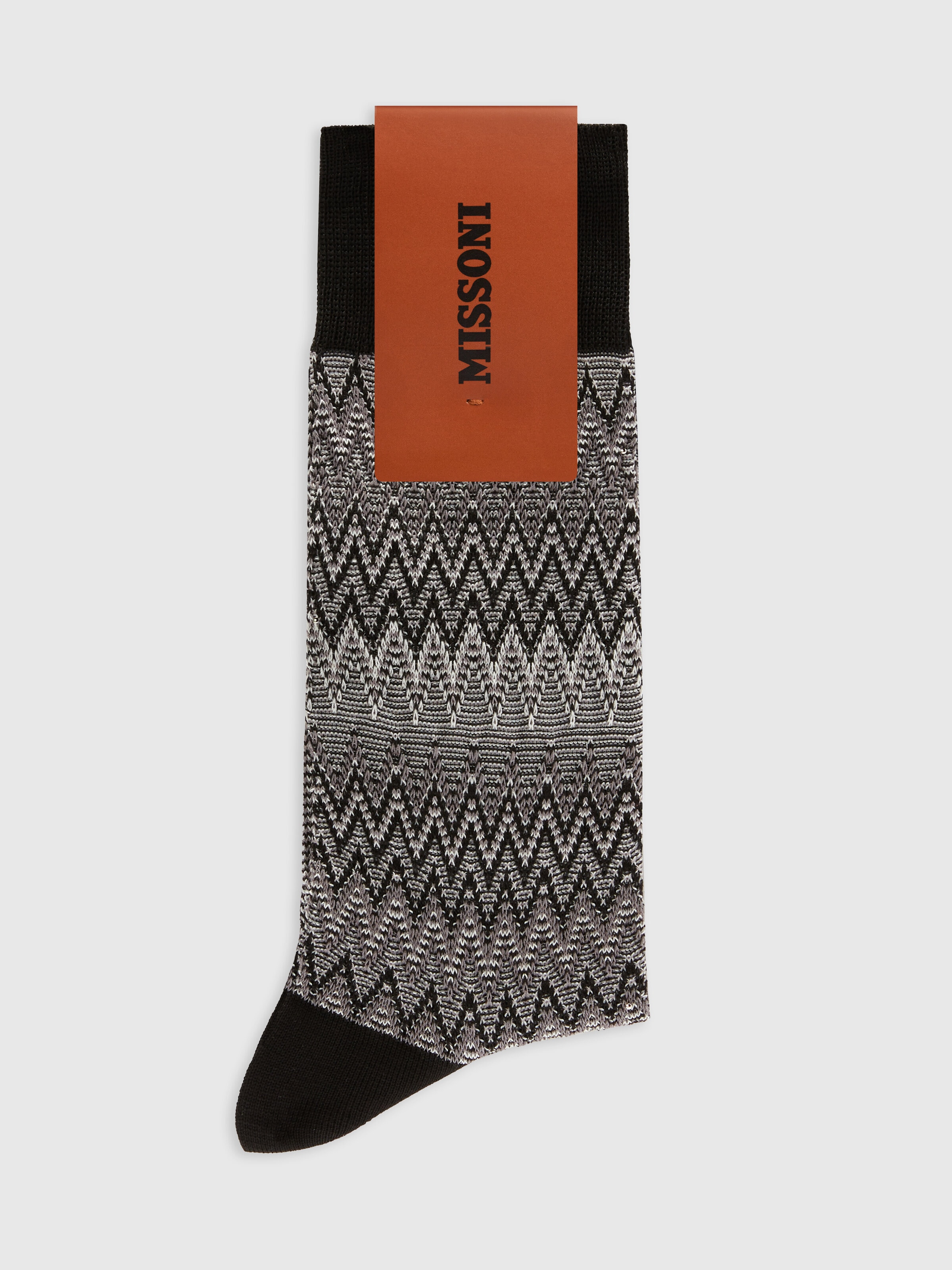 Cotton blend short socks with chevron pattern, Multicoloured  - 1