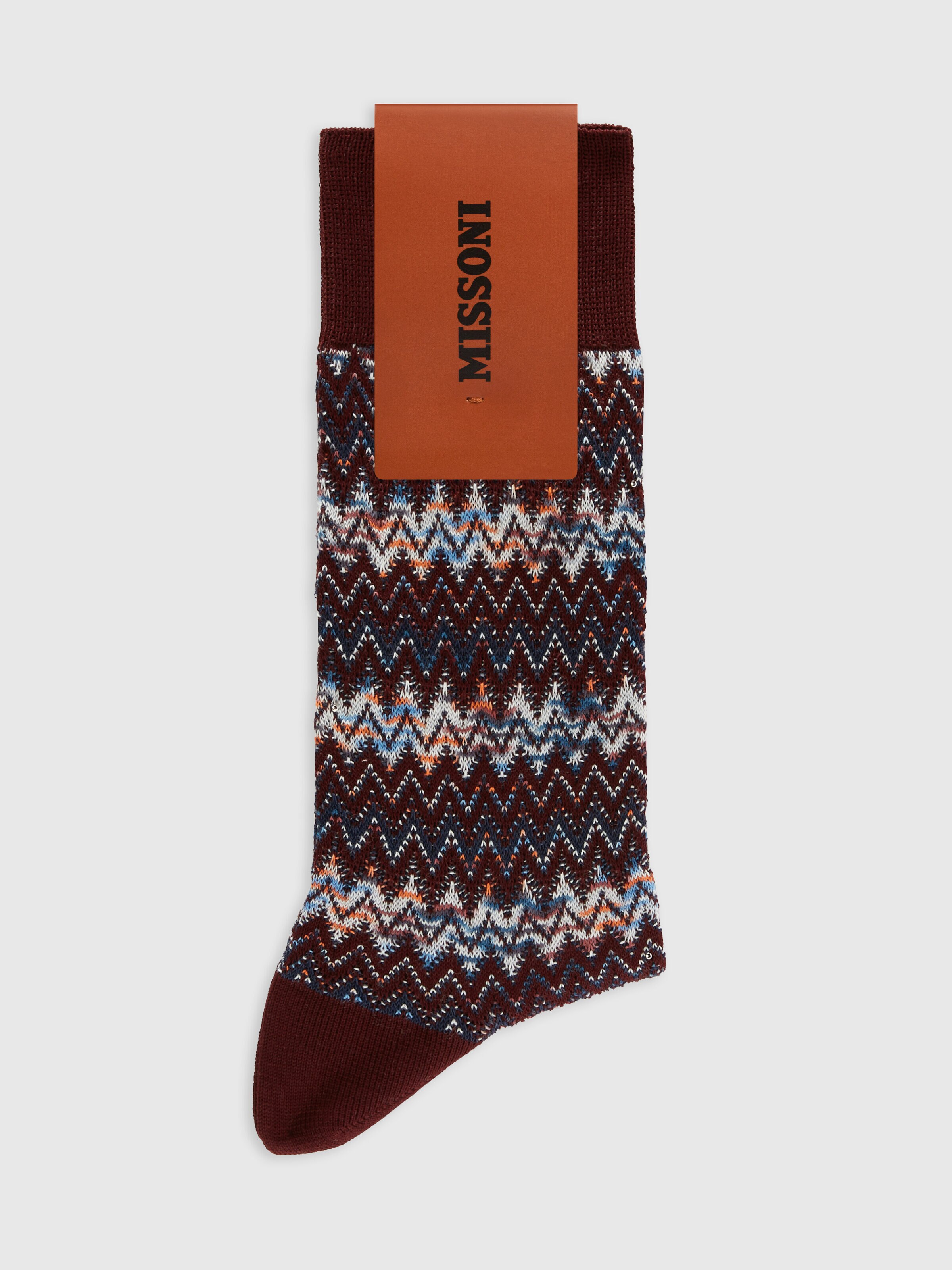 Cotton blend short socks with chevron pattern, Multicoloured  - 1