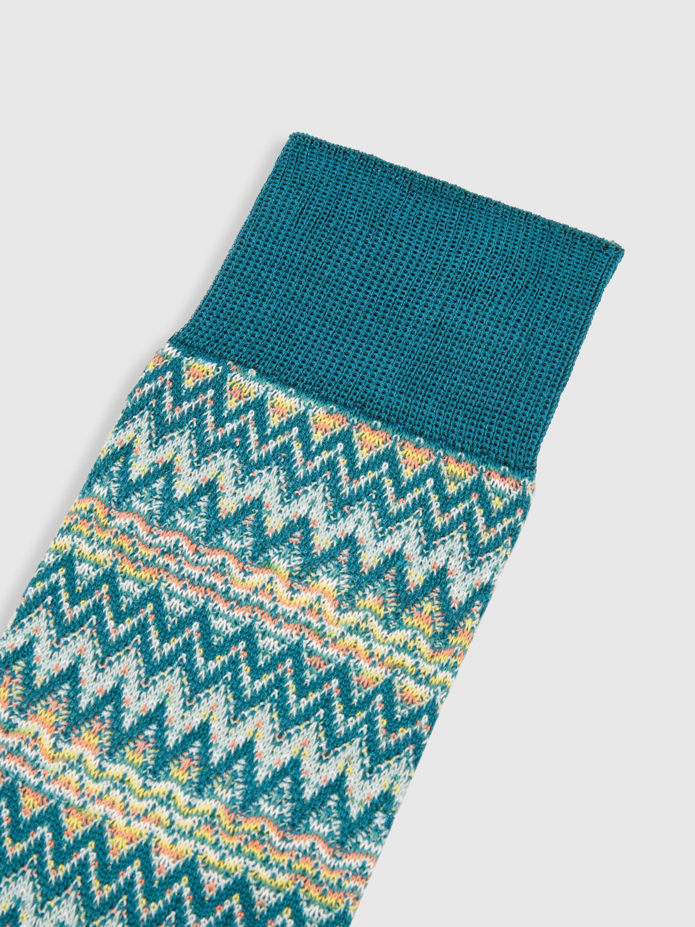 Cotton blend short socks with chevron pattern, Multicoloured  - 2