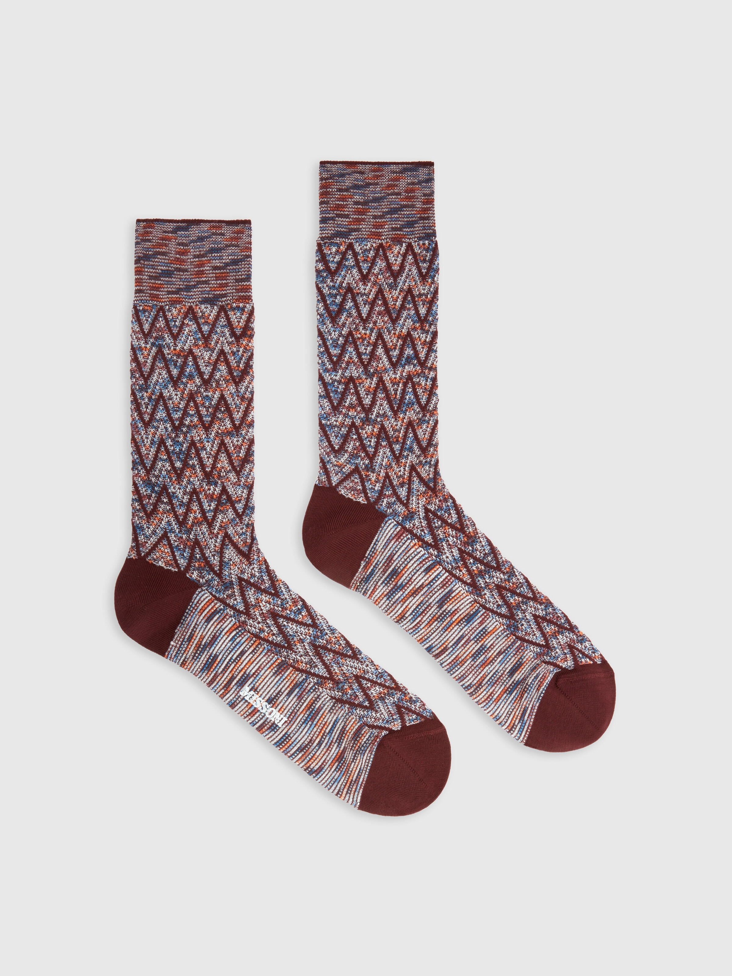 Zigzag cotton blend short socks, Multicoloured  - 0