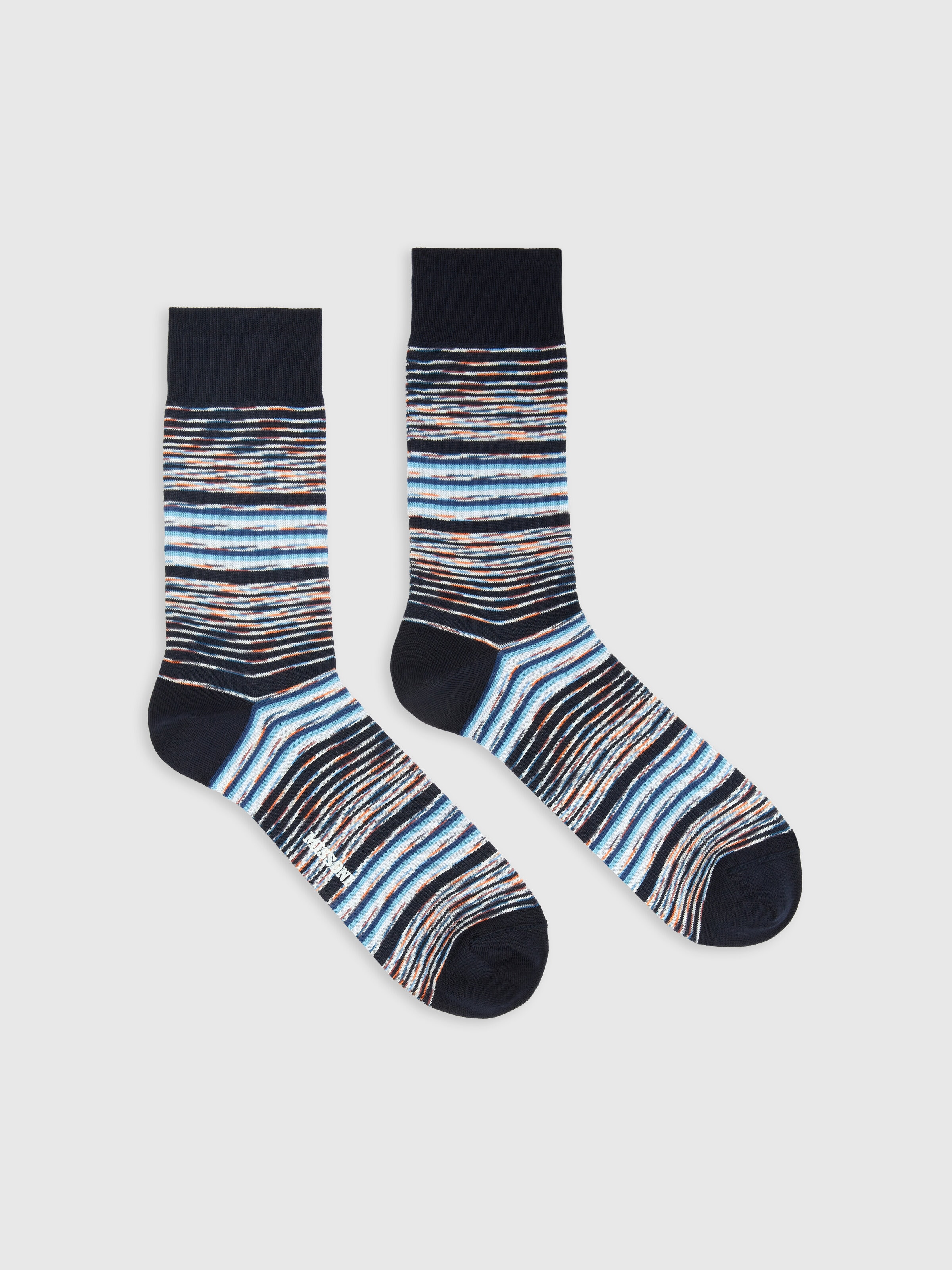 Kurze Socken aus Baumwollmischgewebe in Flammgarnoptik, Mehrfarbig  - 0