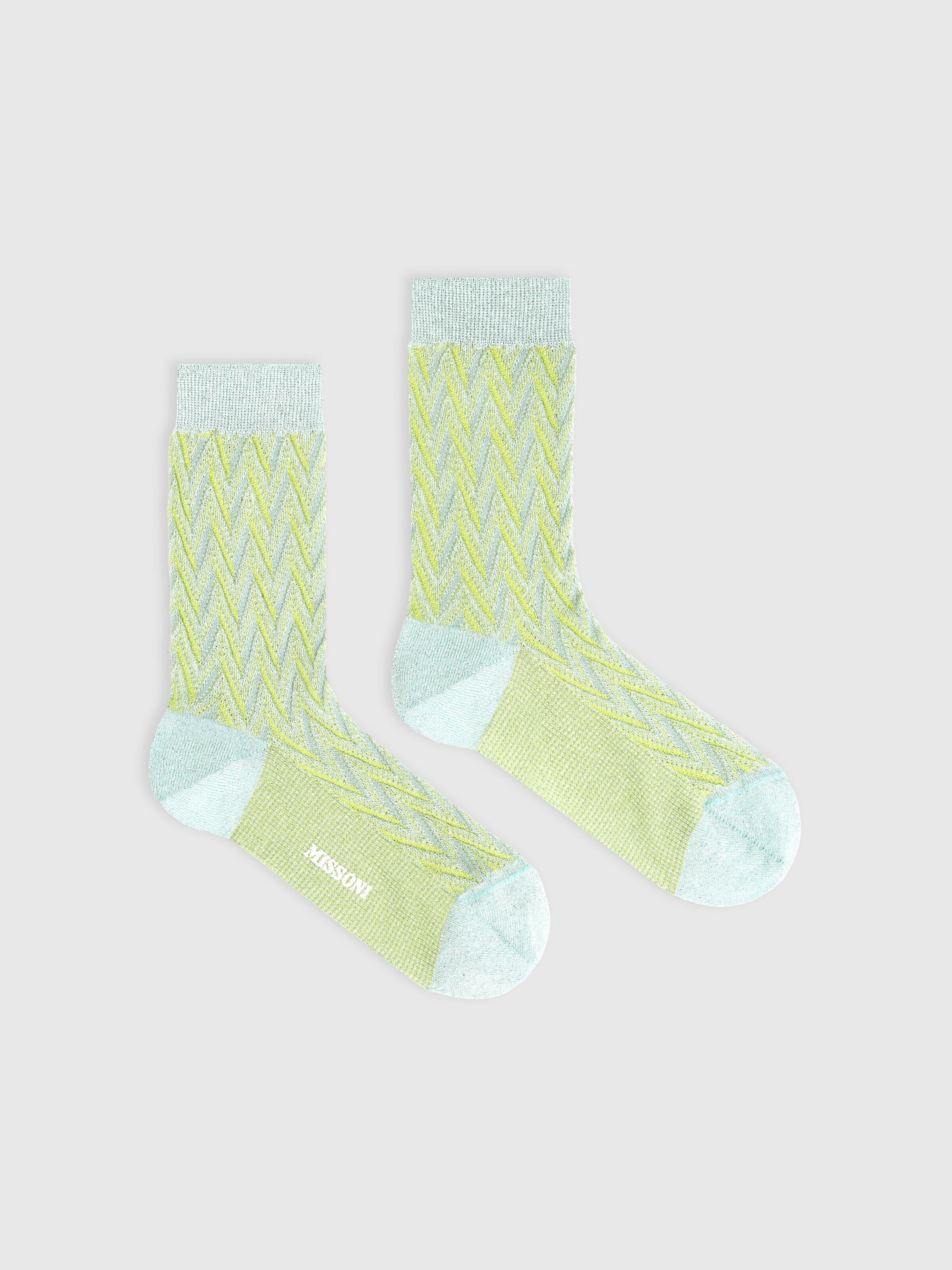 Cotton and nylon chevron socks, Multicoloured  - 0