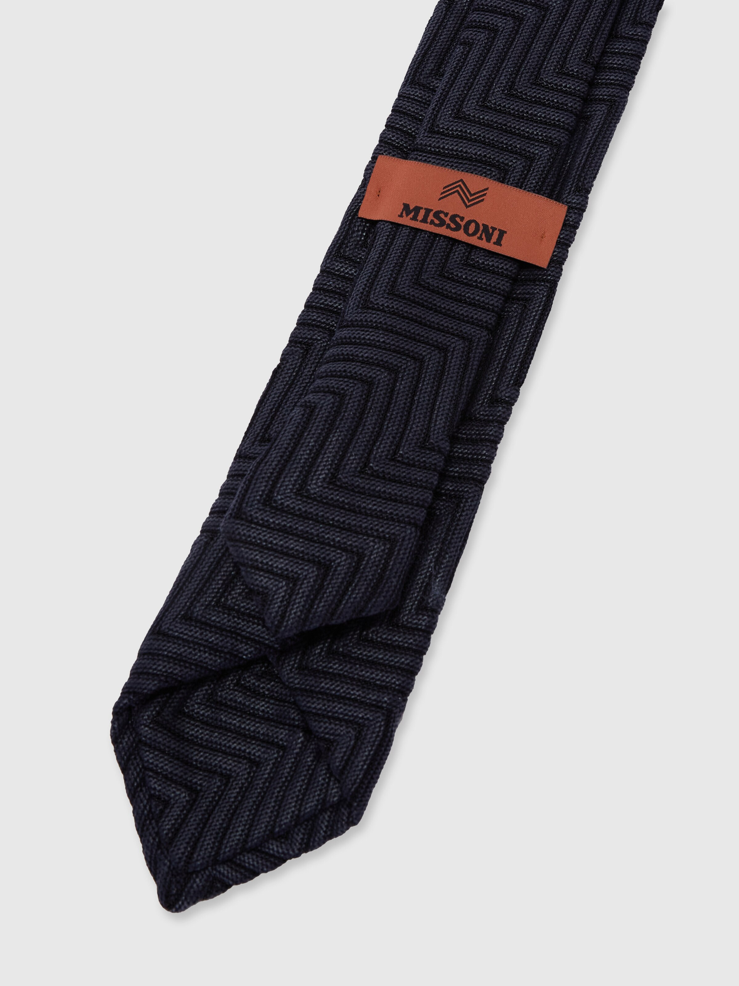 Cotton and viscose chevron tie, Multicoloured  - 2