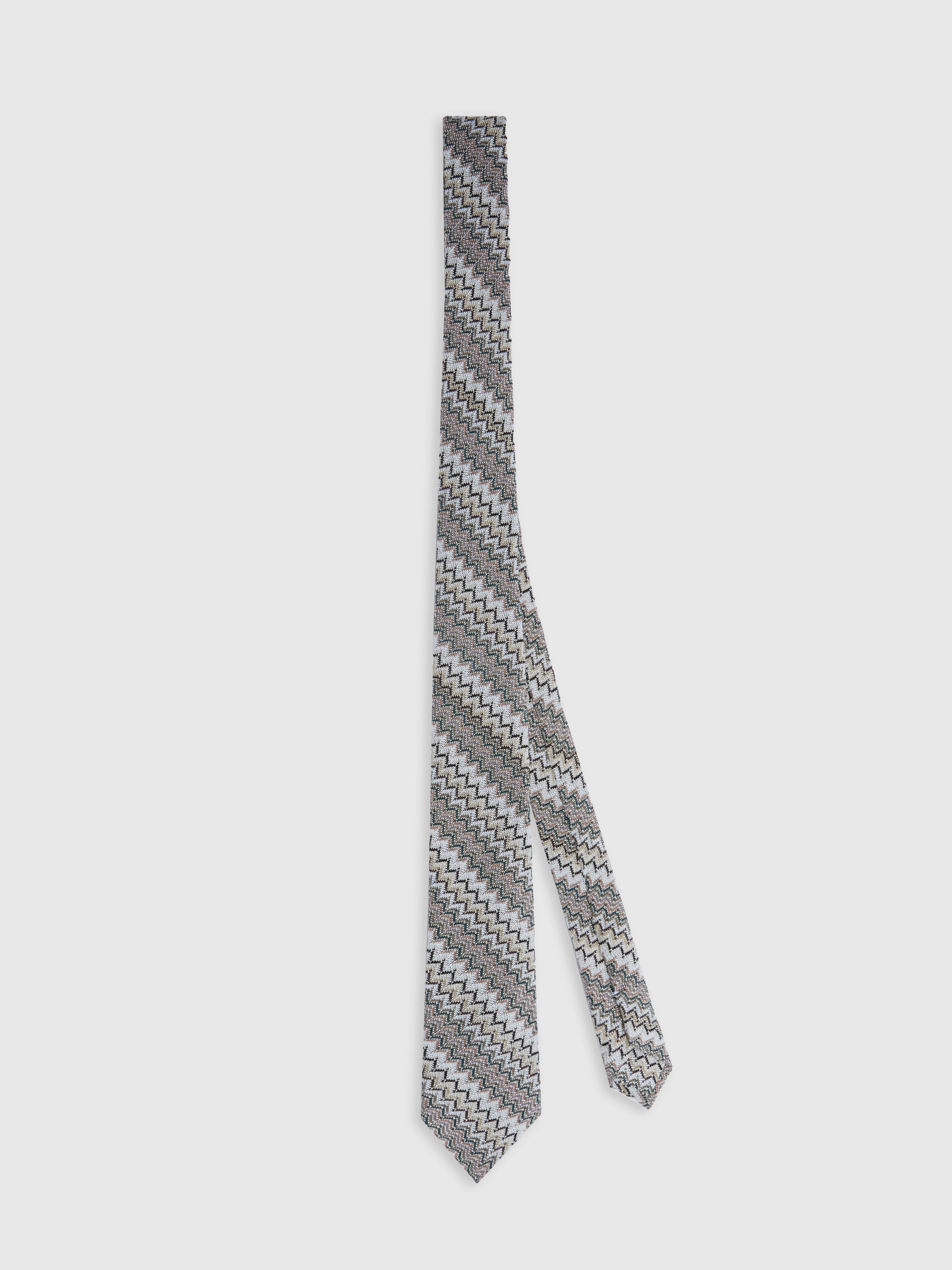 Krawatte aus Viskose und Baumwolle mit Zickzackmuster, Mehrfarbig  - 0
