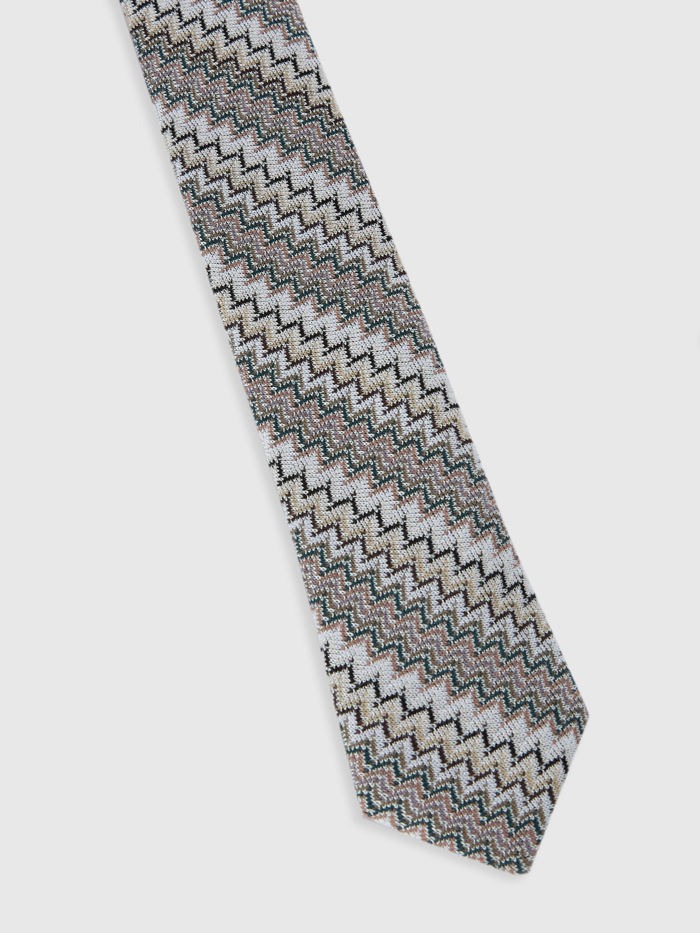 Corbata de viscosa y algodón en zigzag, Multicolor  - 1